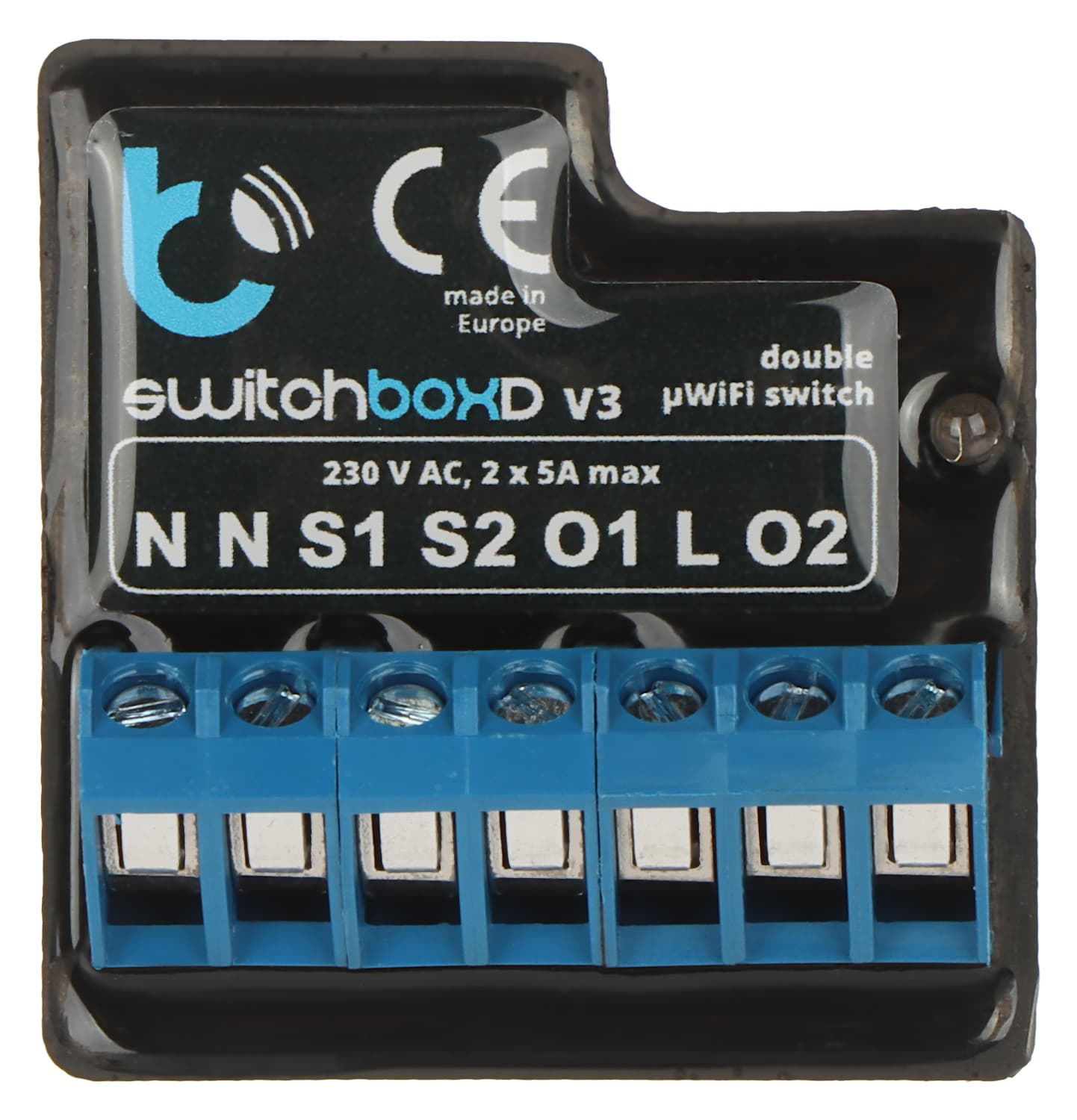 DVIGUBAS SUMANUS JUNGIKLIS SWITCHBOX-D/BLEBOX Wi-Fi, 230 V AC