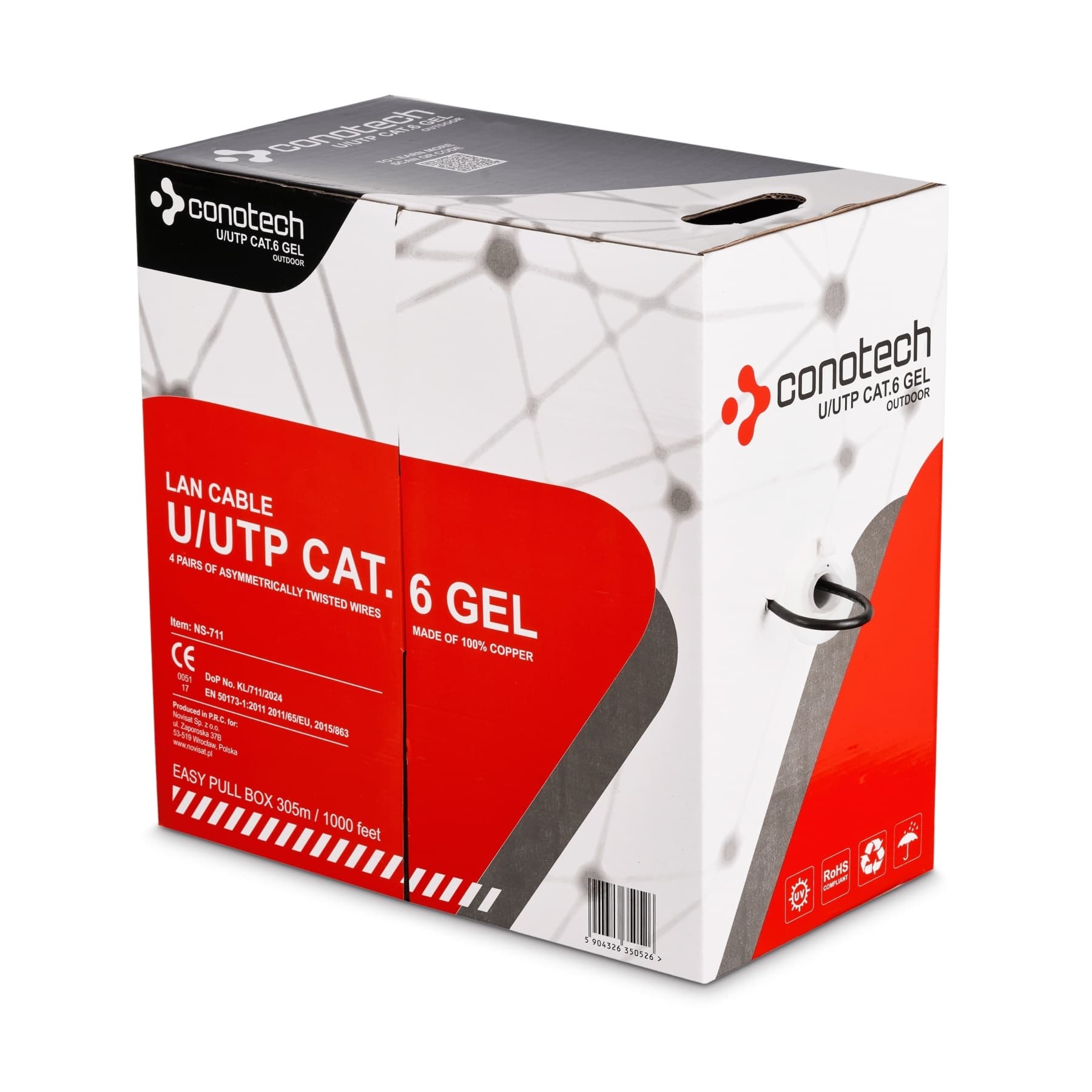 SUKTOS POROS LAIDAS UTP/K6/305M/ZEL/CON CONOTECH