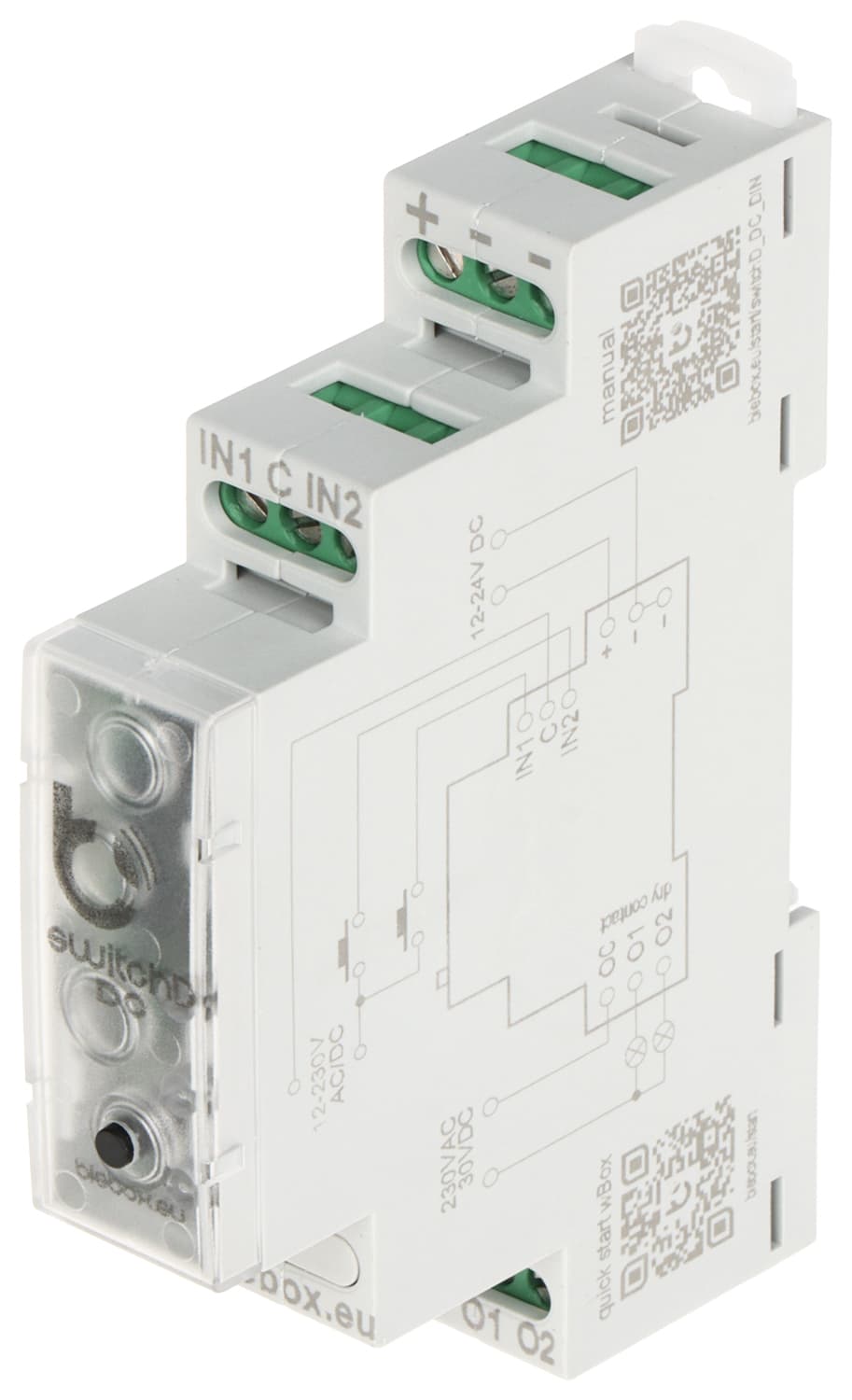 DVIGUBAS BEPOTENCIALIS IŠMANUSIS JUNGIKLIS SWITCHBOX-D-DC-DIN/BLEBOX Wi-Fi, 230 V AC, 30 V DC