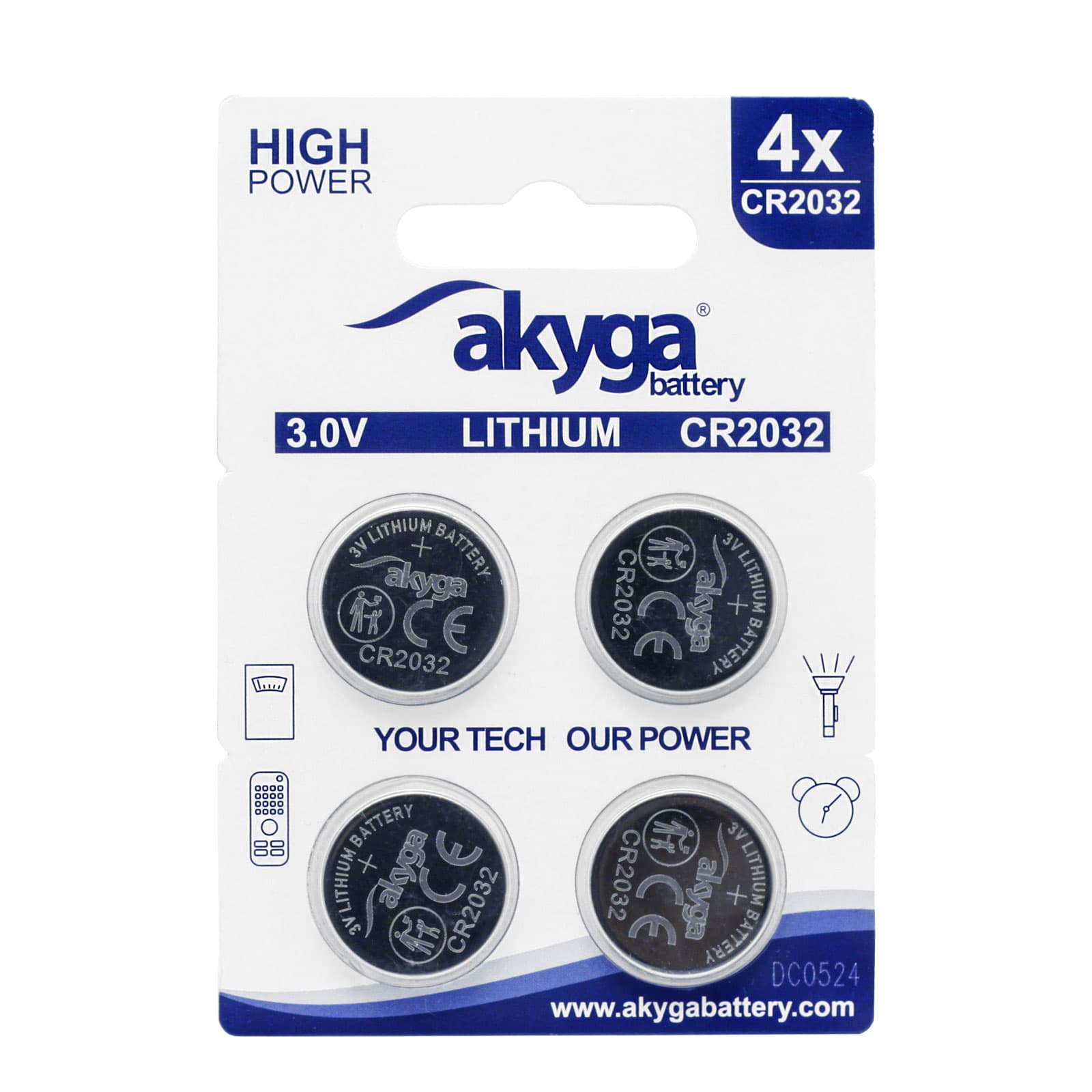 Lithum baterija Akyga AKY2100 CR2032 Li-MnO2, 3V/210mAh 4pcs/blister