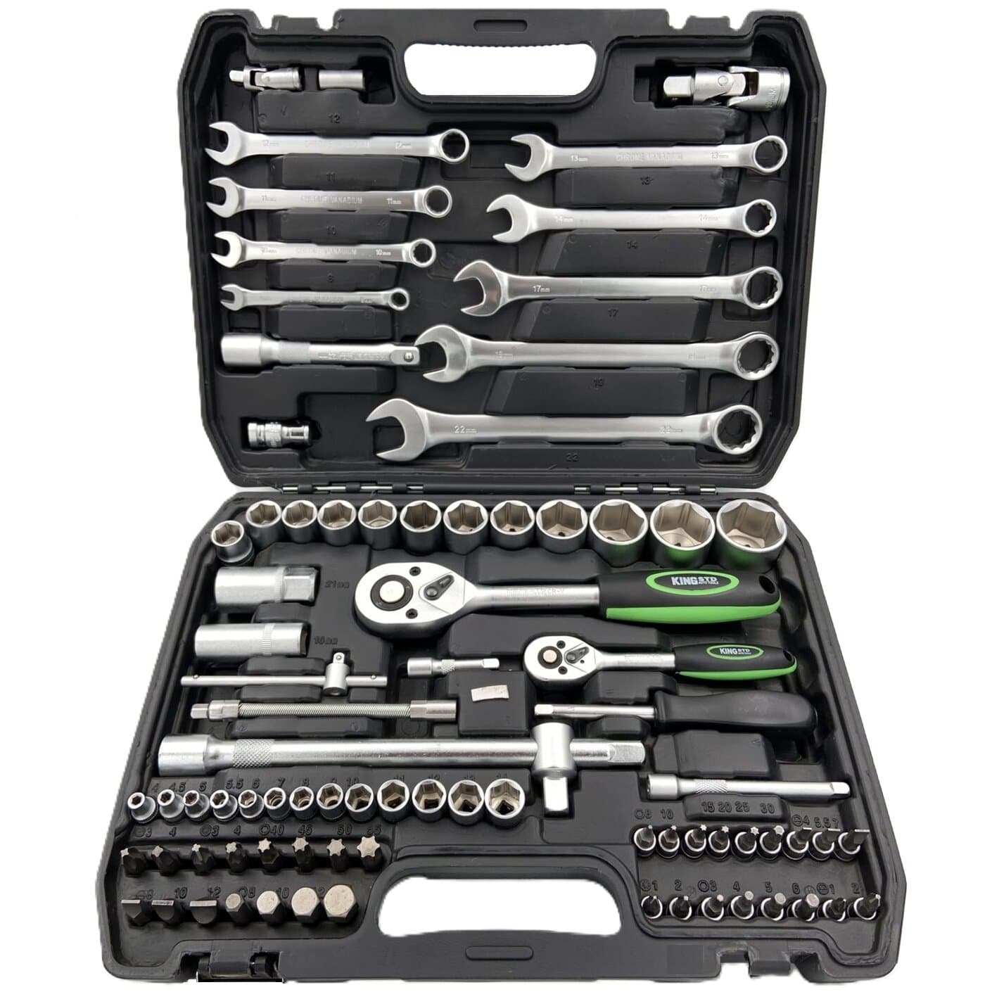 1/4" + 1/2" Galvučių ir raktų rinkinys 82vnt.