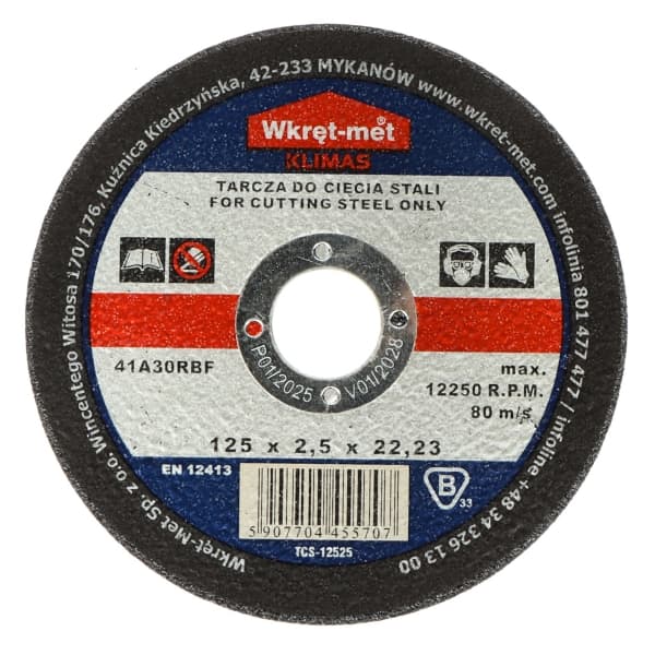 KORUNDO DISKAS PLIENUI PJAUTI TCS-12525 125 mm WKRĘT-MET KLIMAS