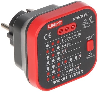 TINKLINIŲ LIZDŲ SU PATIKRINIMO FUNKCIJA TESTERIS RCD UT-07B-EU UNI-T