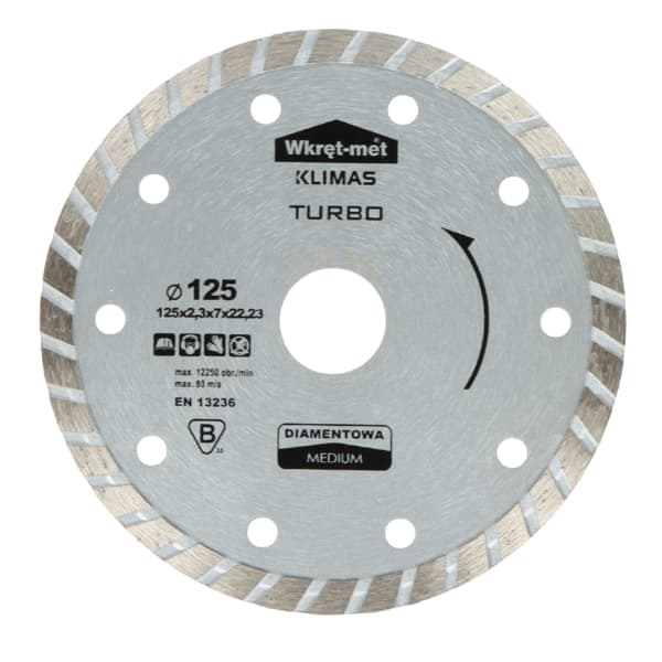 DEIMANTINIS DISKAS SAUSAM IR DRĖGNAM PJOVIMUI TDT-125M 125 mm WKRĘT-MET KLIMAS