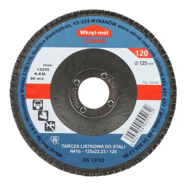 LAKŠTINIS DISKAS PLIENUI TSL-125120 125 mm WKRĘT-MET KLIMAS