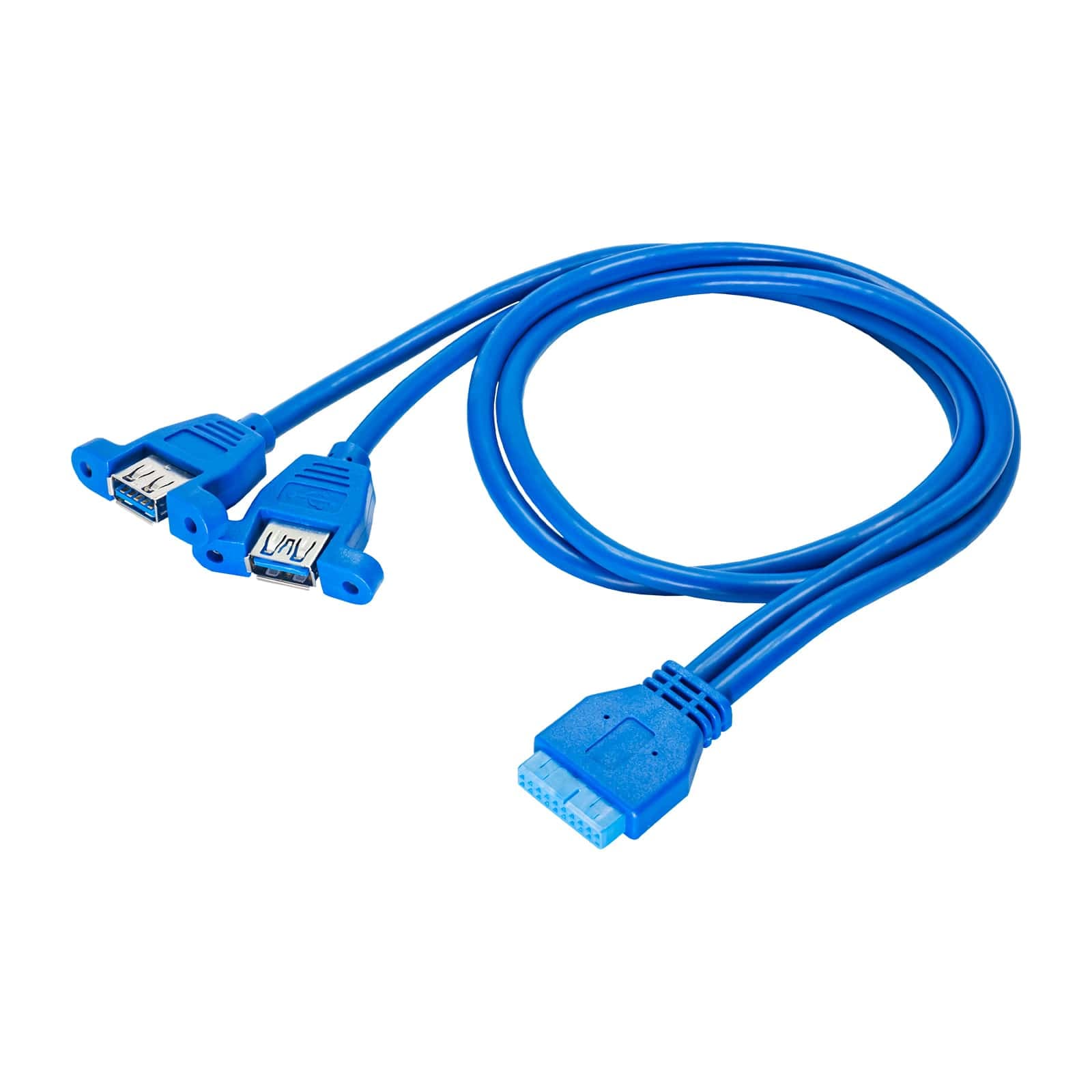 Adapteris su kabeliu Akyga AK- CA-62 2x USB A 3.0 A (f) / USB 19 pin (f) 65cm