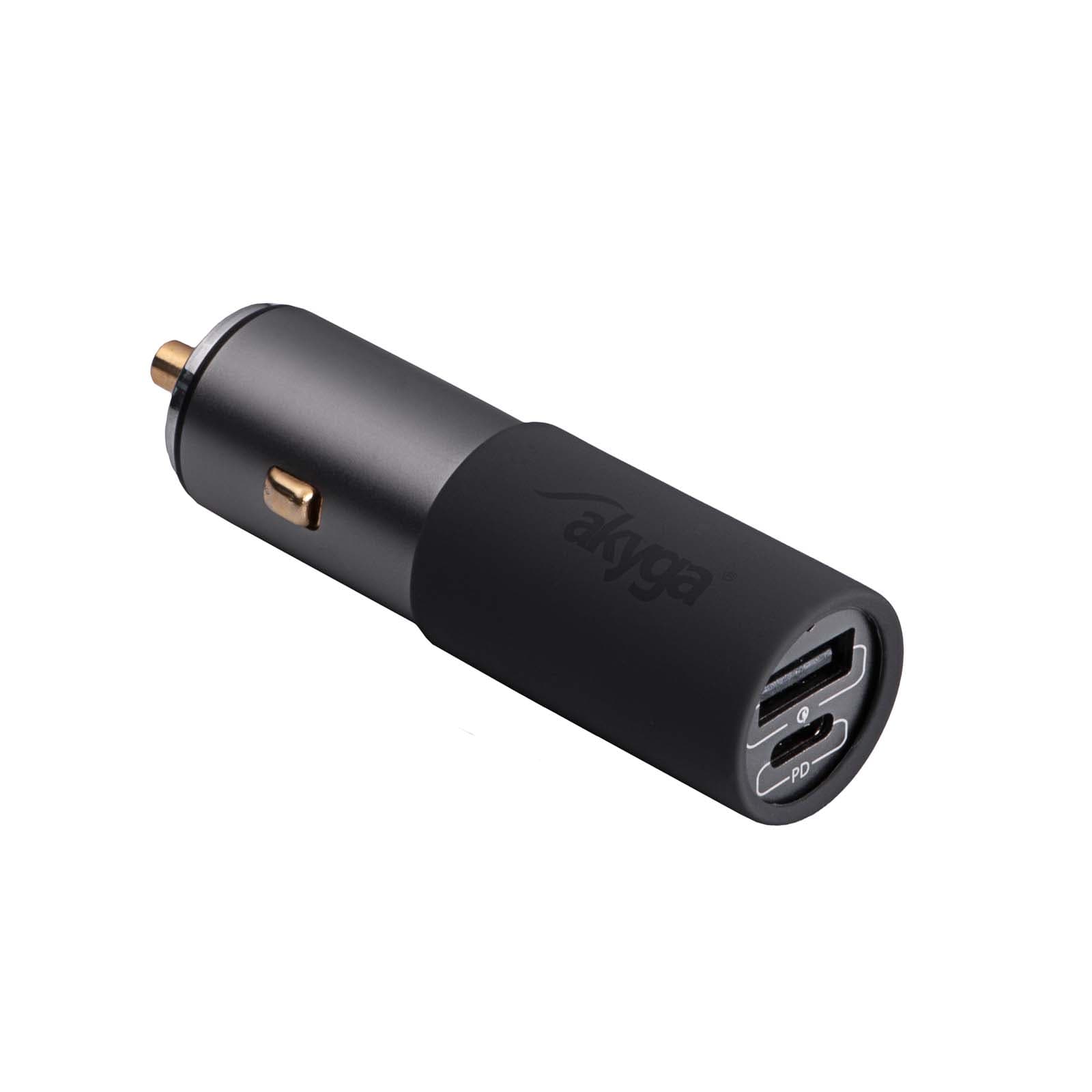 Automobilio įkroviklis 12/24V Akyga AK- CH-26 100W USB-A + USB-C PD QQQ5-20V / 1.5-5A pilka