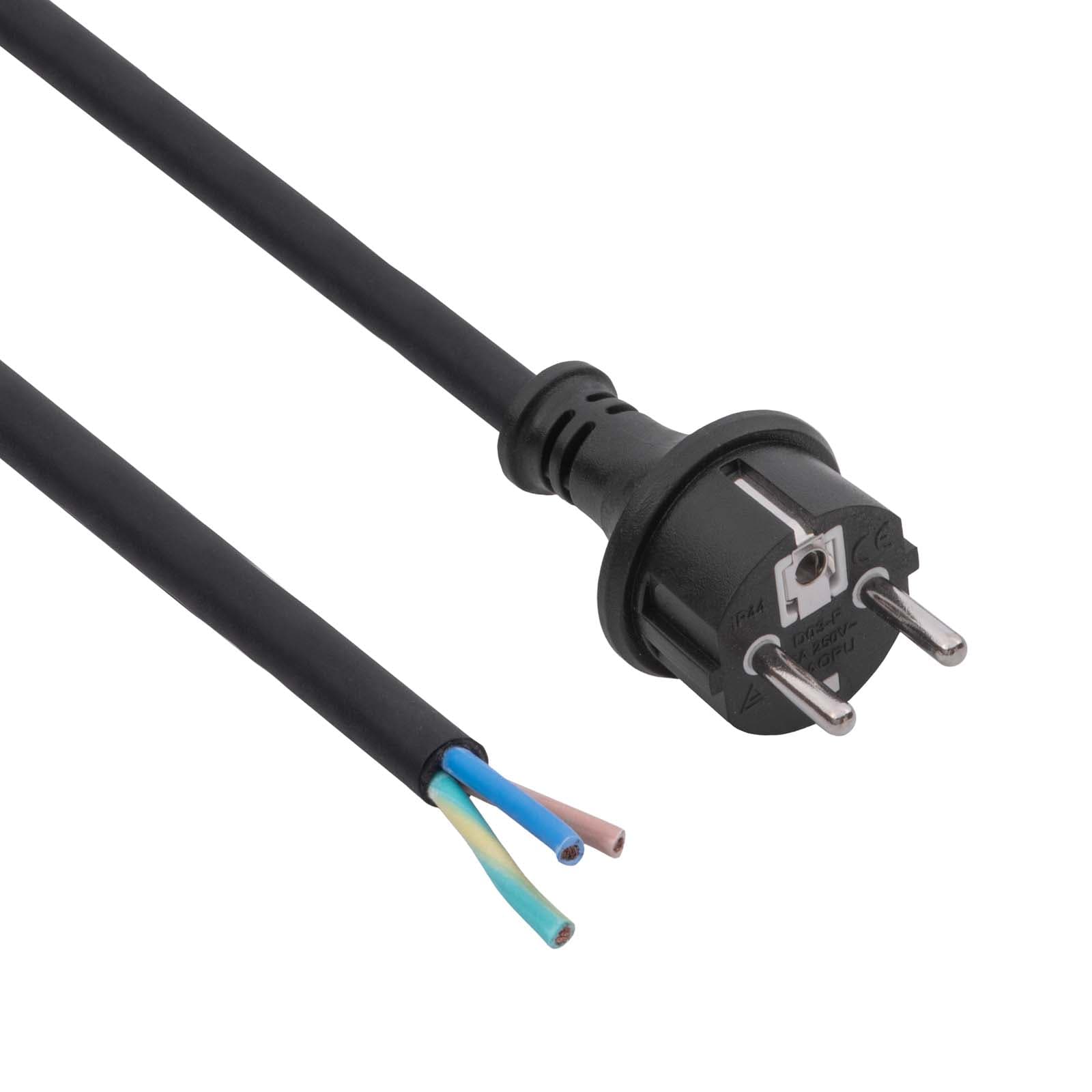 Open Tip Rubber Power Cable Akyga AK-OT-04S CU H05RR-F 3x1.5mm² CEE 7/7 5m