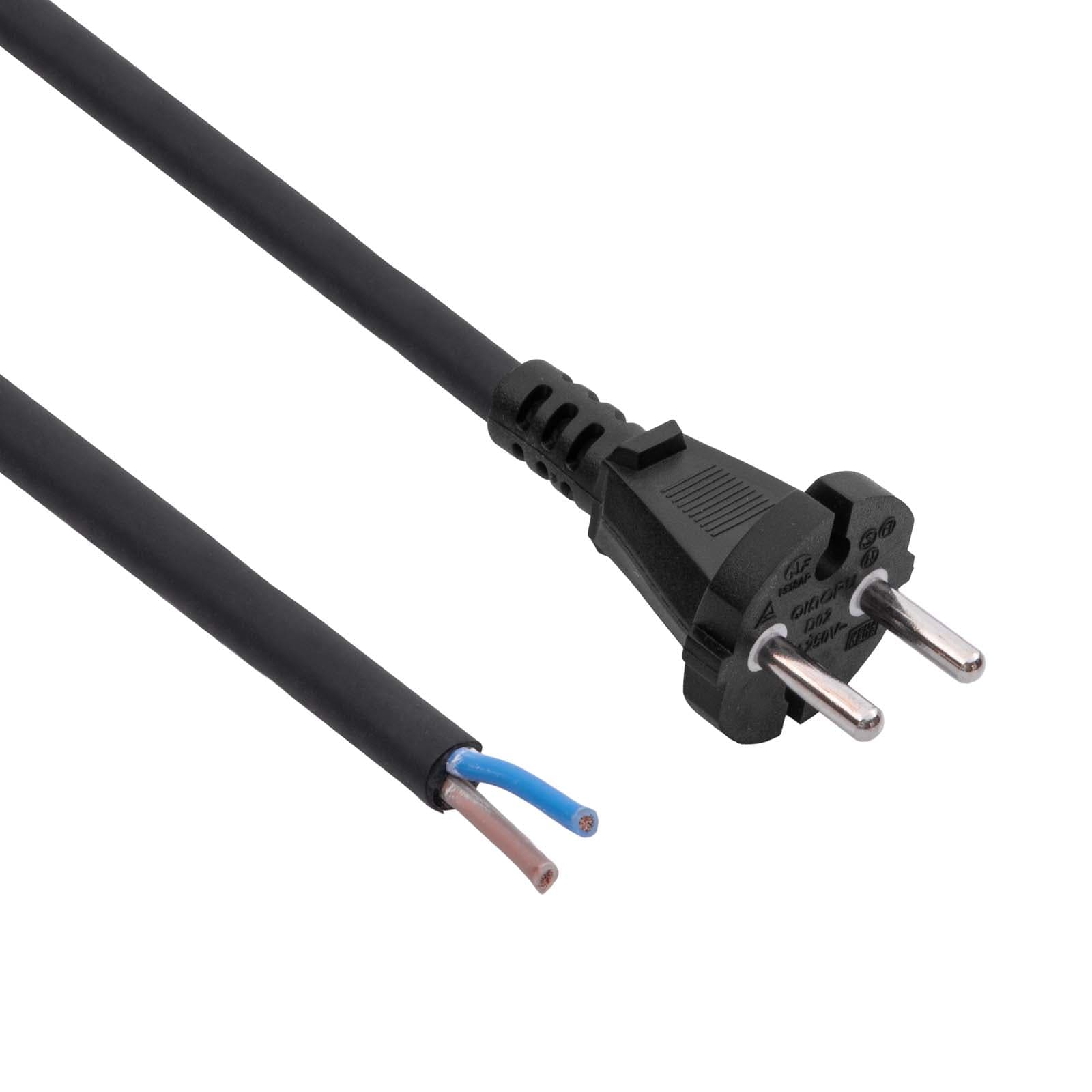 Open Tip Rubber Power Cable Akyga AK-OT-06S CU H05RR-F 2x1.5mm² CEE 7/17 5m
