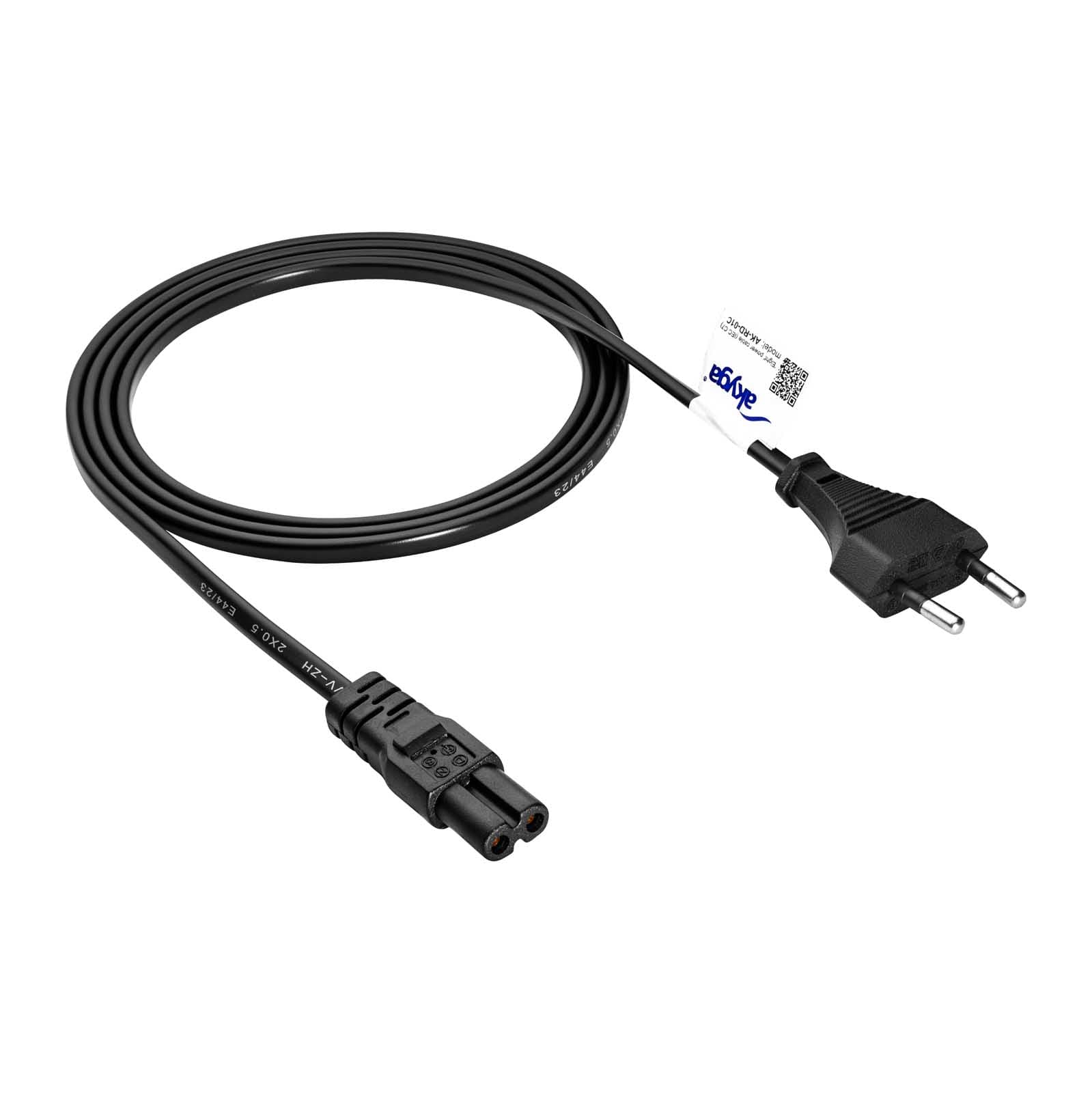 8 pav. Power Cable Akyga AK- RD-01C CU 2x0.5mm ² CEE Q2QQ / IEC C7 1.5m