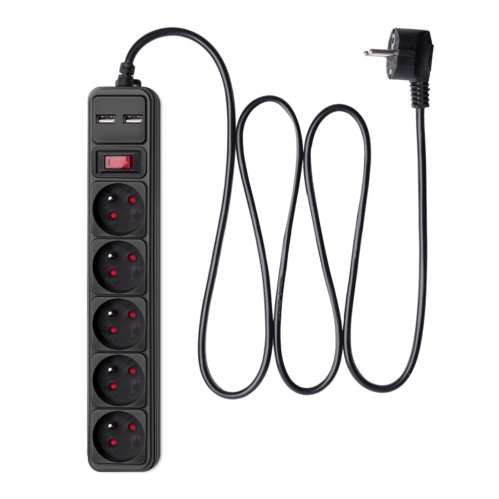 Surge Protector Akyga AK- SP-05U 5 Prancūzijos lizdai CEE Q2QQ (tipas E) 2x USB-A 1.8 m