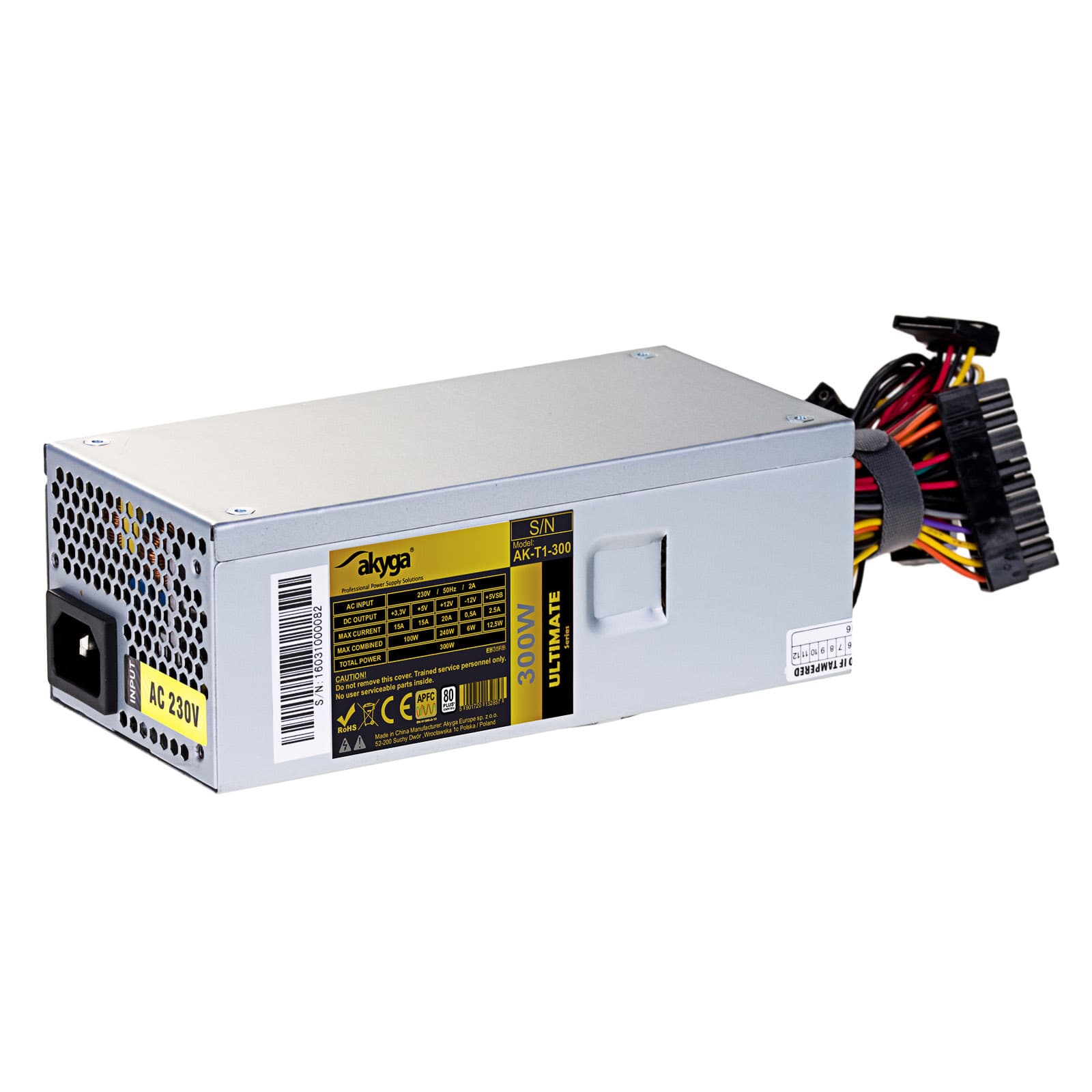 Maitinimo šaltinis TFX 300W Akyga AK-T1-300 P4 3x SATA Molex APFC FAN 8cm