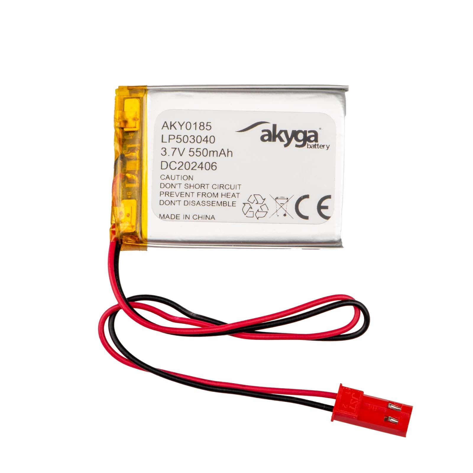 Ličio polimero baterija Akyga AKY0185 LP503040 Li- Po 3.7V / 550mAh PCM JST 2.54 2Pin Connector 150mm