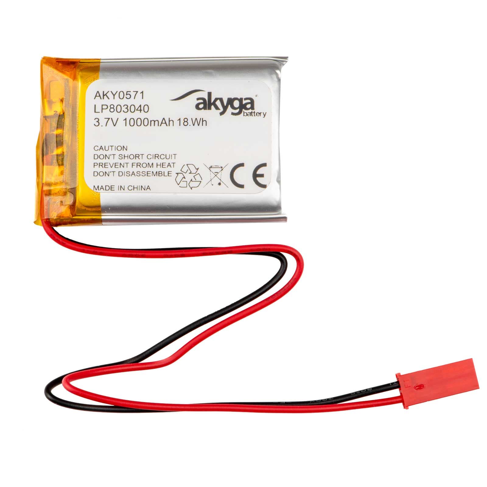 Ličio polimero baterija Akyga AKY0571 LP803040 Li- Po 3.7V/1000mAh PCM JST 2.54 2 Name