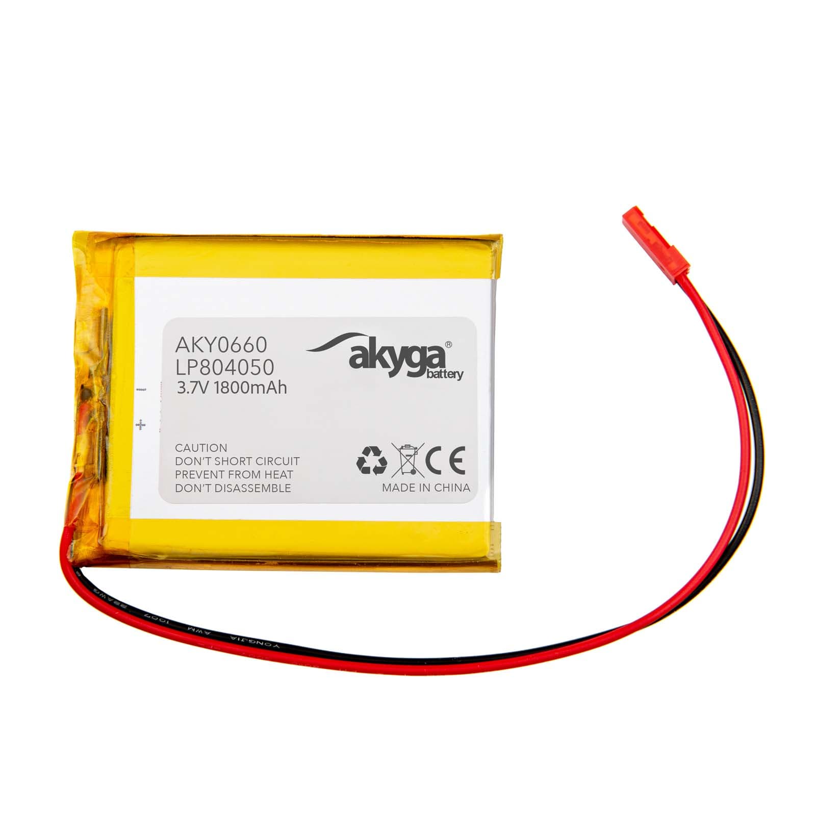 Ličio polimero baterija Akyga AKY0660 LP804050 Li- Po 3.7V / 1800mAh PCM JST 2.54 2Pin Conn 150mm