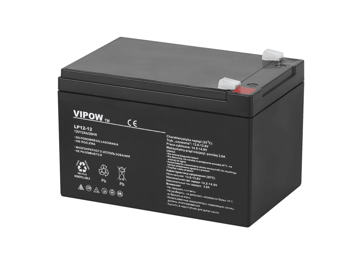VIPOW 12V 12Ah gelio akumuliatorius