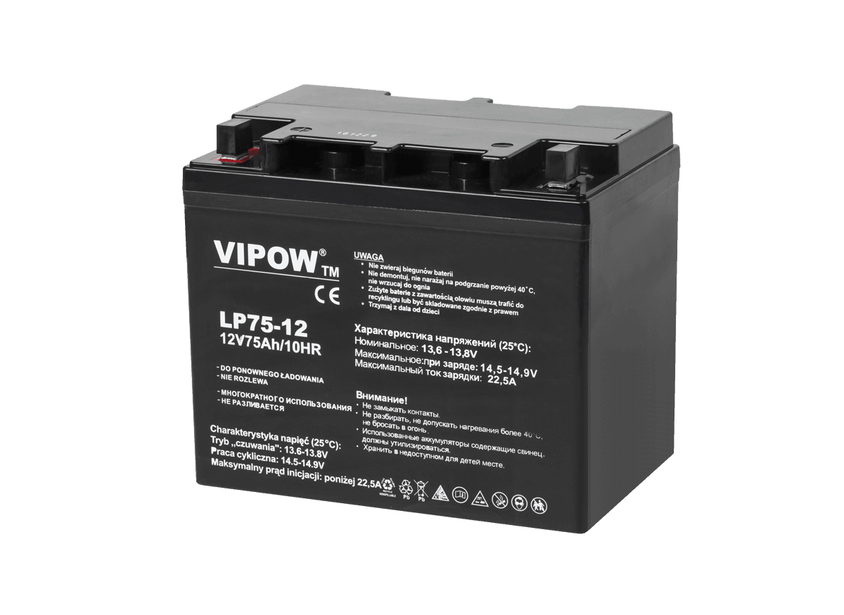 Akumulator żelowy VIPOW 12V 75Ah