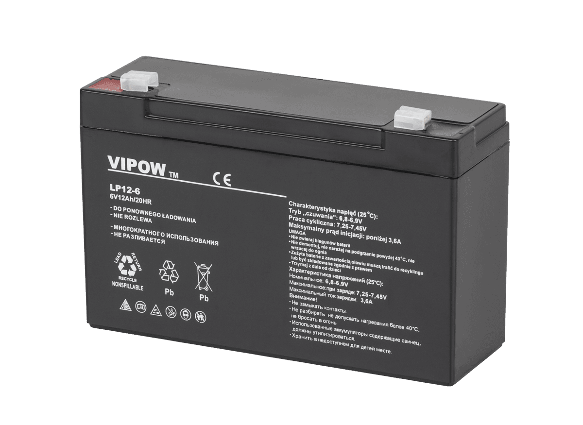 VIPOW 6V 12Ah gelis akumuliatorius