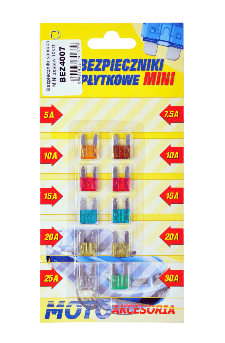 MINI automobilių saugiklių rinkinys 10vnt.