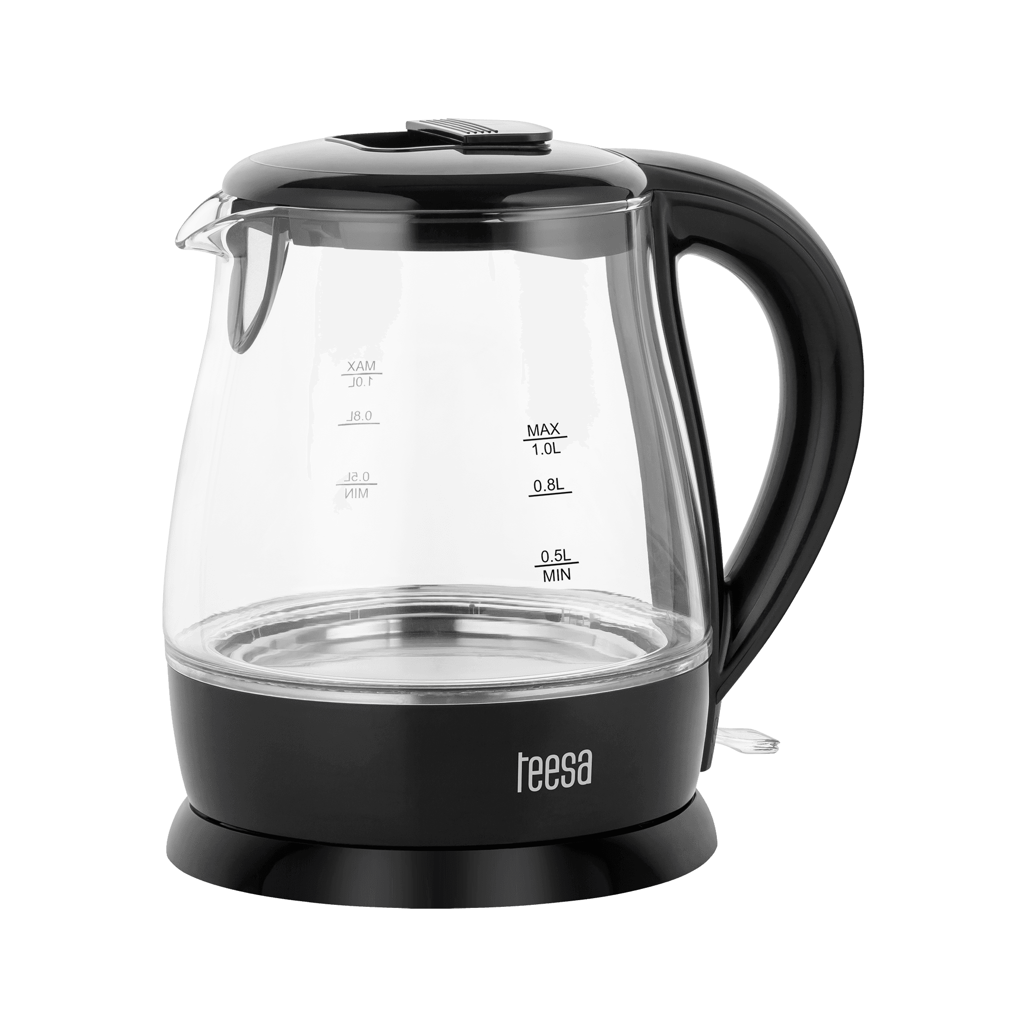 TESA Electric Teapot, Glass, QQ0QW, Black, QQ1QL
