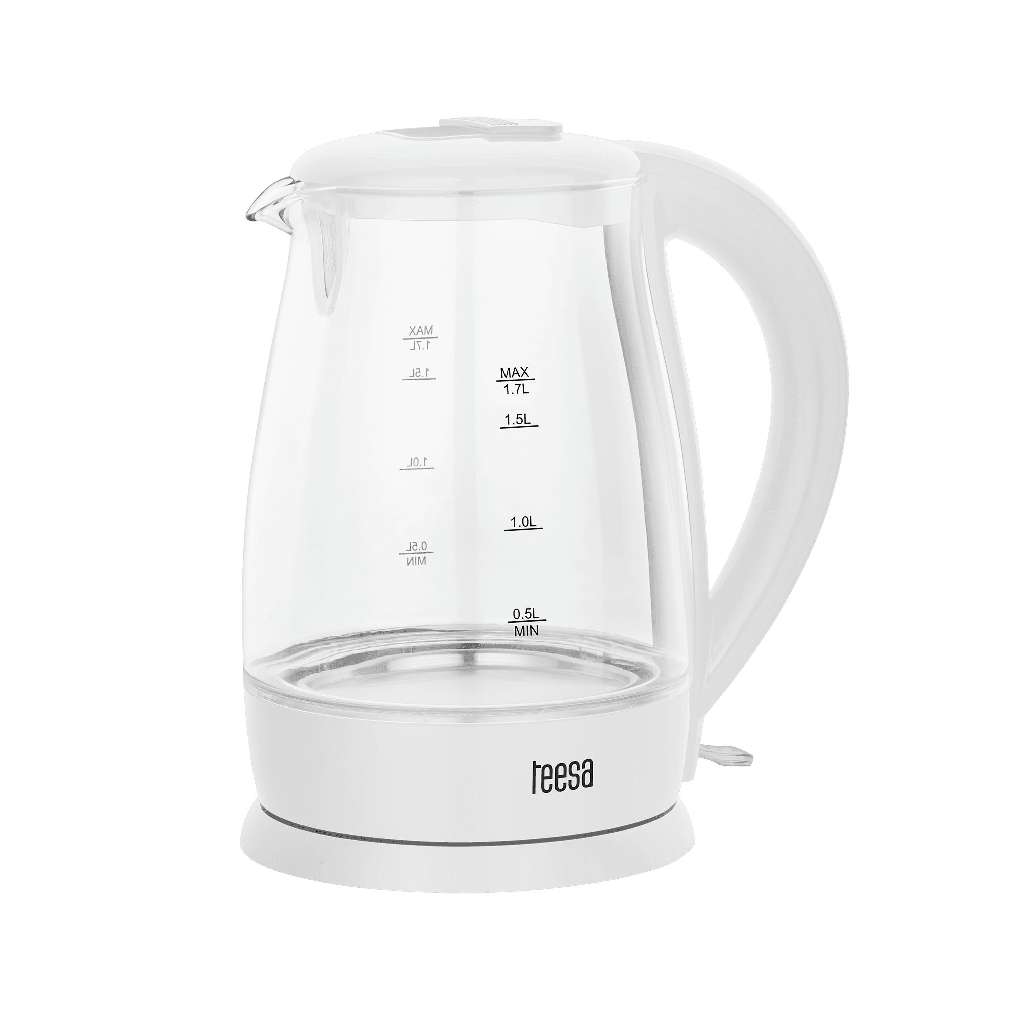 Czajnik elektryczny TEESA, szklany, 2200 W, biały, 1,7 L