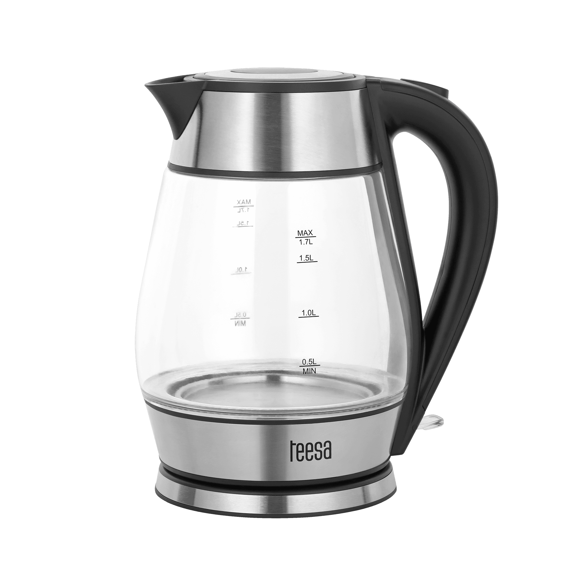 TESA elektrinis virdulys, stiklas + inoksas, 2200 W, juoda, 1,7 L