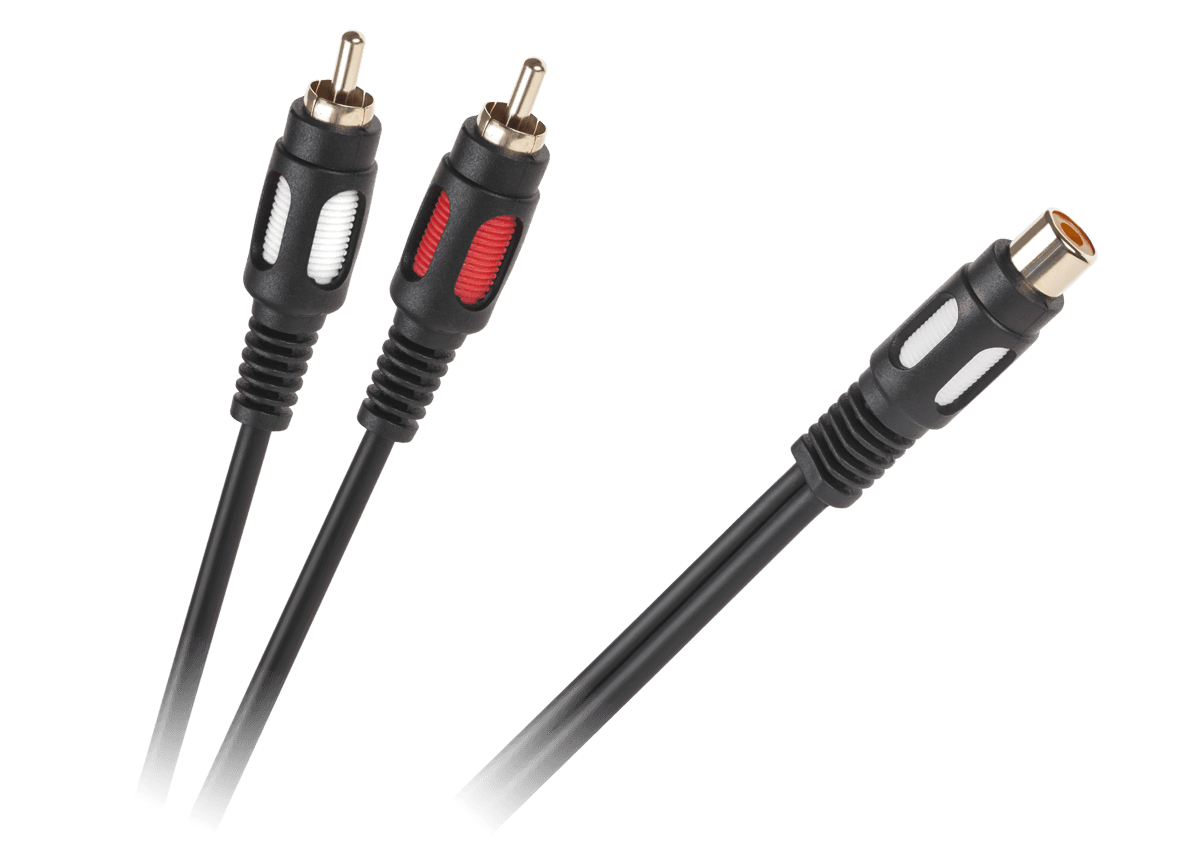 Kabel 1RCA gniazdo - 2 wtyki RCA 25cm
