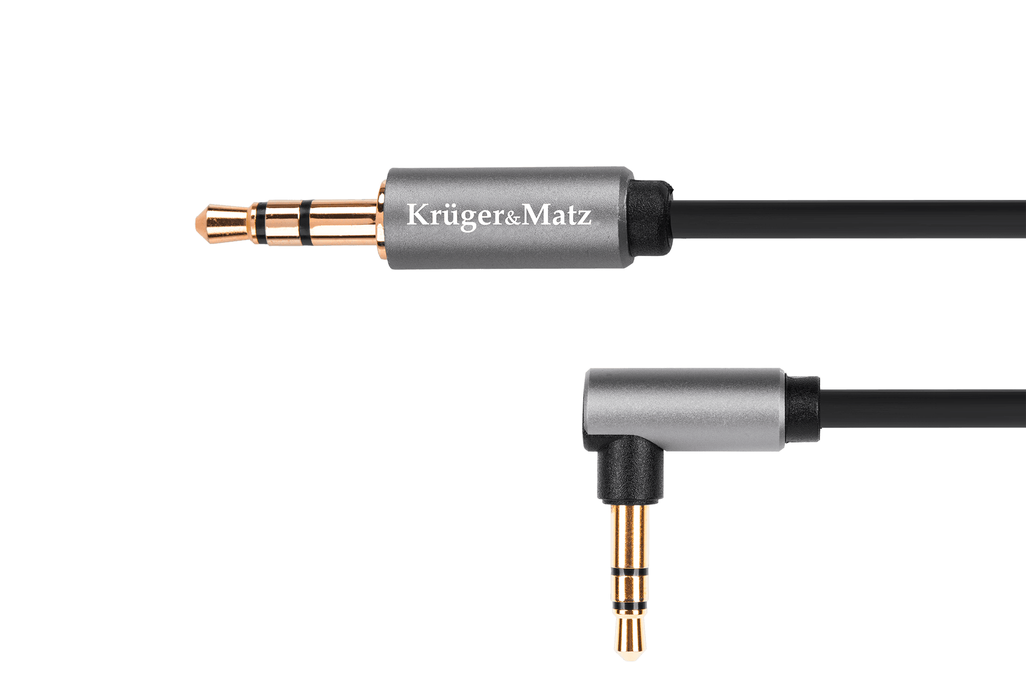 Kabel jack 3.5 wtyk stereo - 3.5 wtyk kątowy stereo 1m Kruger&Matz Basic