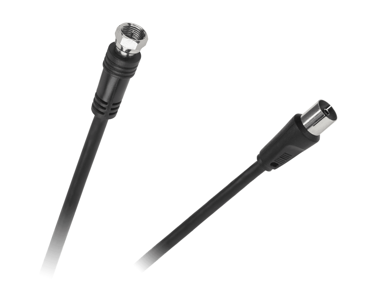 Kabel wtyk TV - wtyk F 1,8m czarny