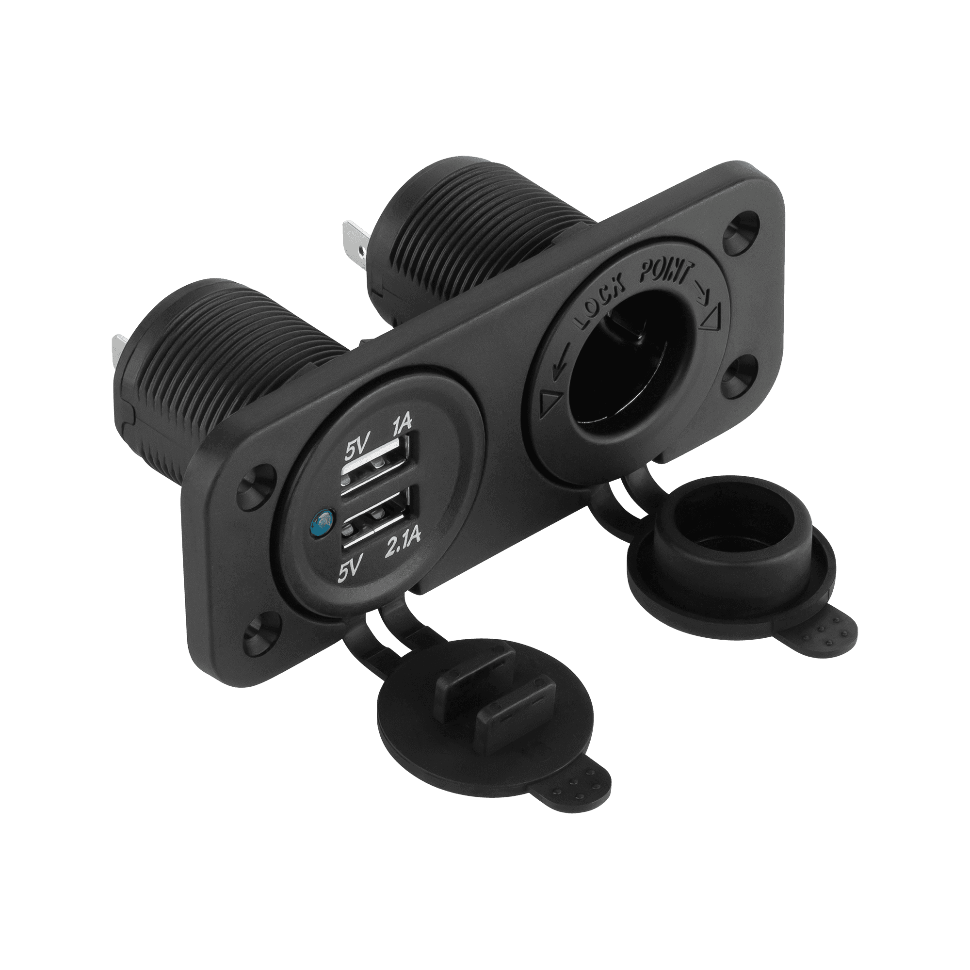 Automobilio įkroviklis 2xUSB 3100 mA + lengvesnis lizdas montavimui