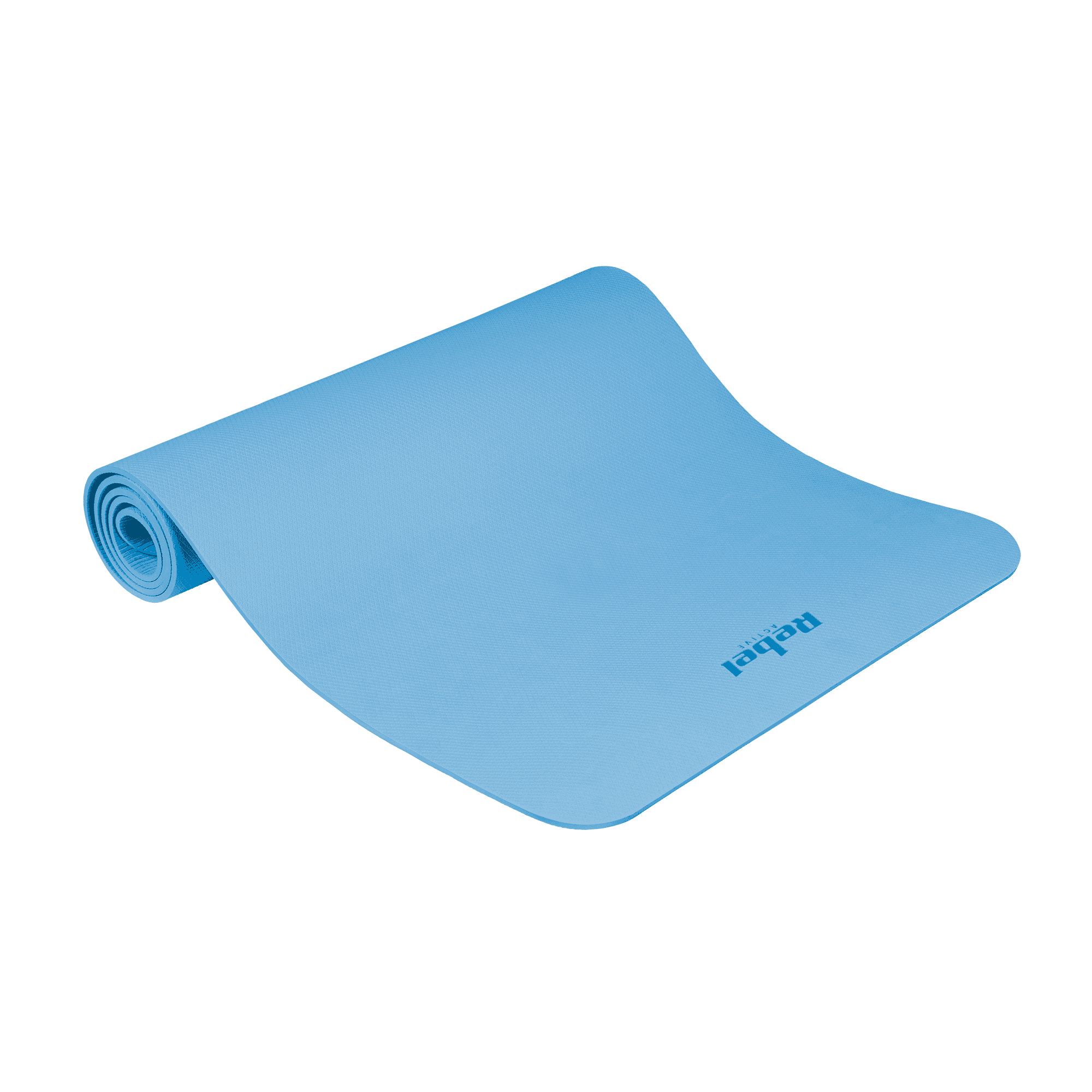 Mata gimnastyczna do ćwiczeń joga, pilates, fitness, 183x61cm, grubość 1cm, materiał TPE, niebieska, REBEL ACTIVE