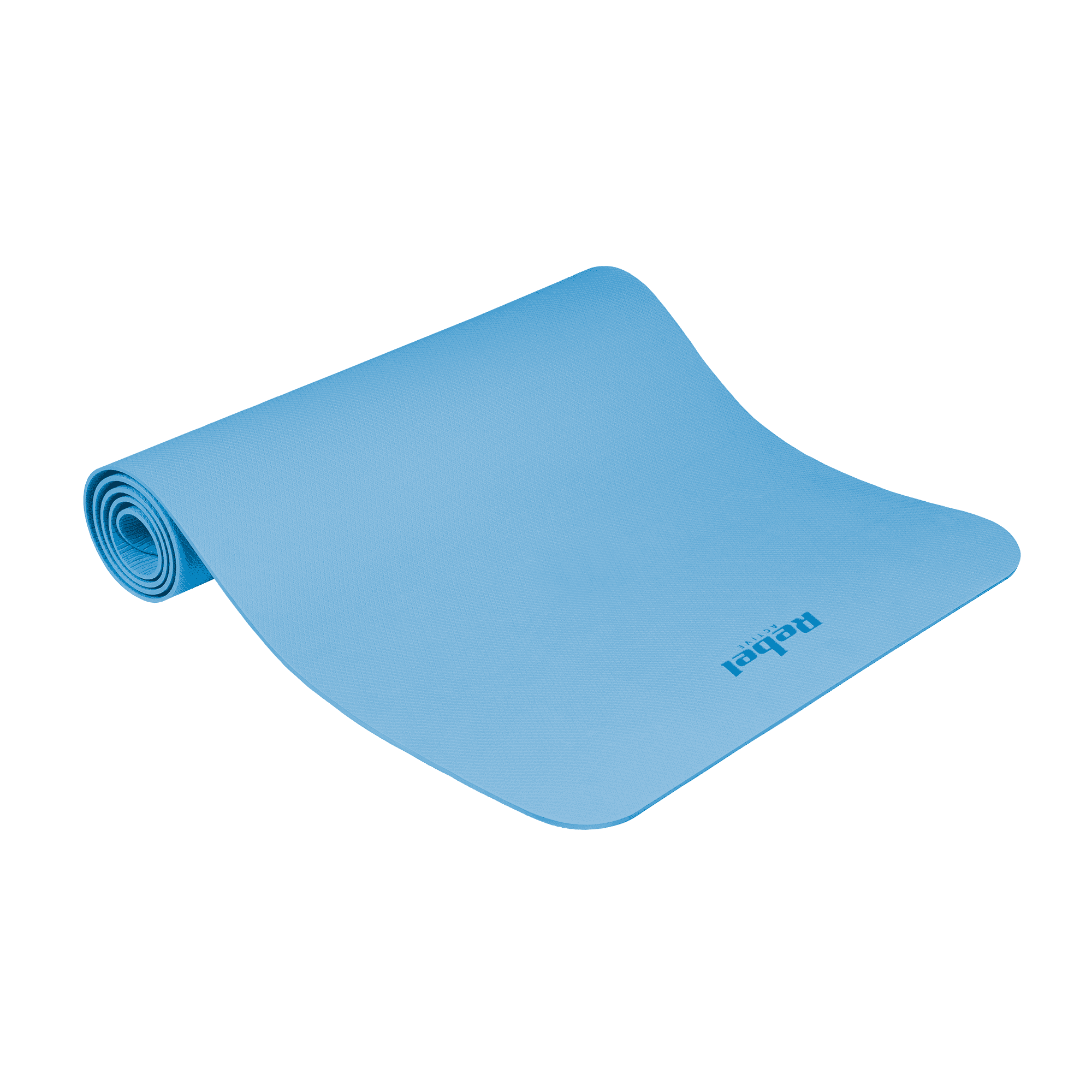 Mata gimnastyczna do ćwiczeń joga, pilates, fitness, 183x61cm, grubość 4mm, materiał TPE, niebieska, REBEL ACTIVE