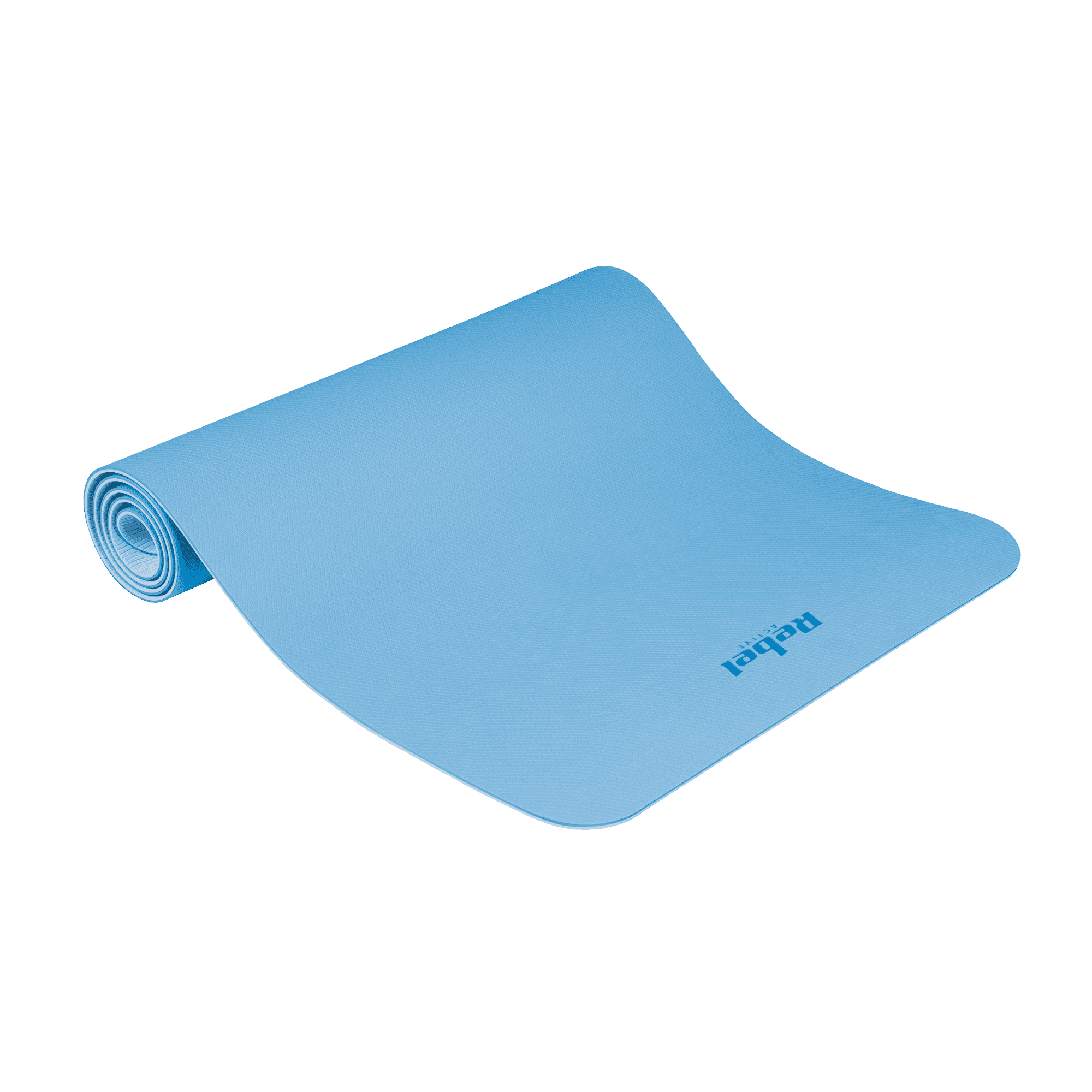Mata gimnastyczna do ćwiczeń joga, pilates, fitness, 183x61cm, grubość 4mm, materiał TPE, niebieska, REBEL ACTIVE