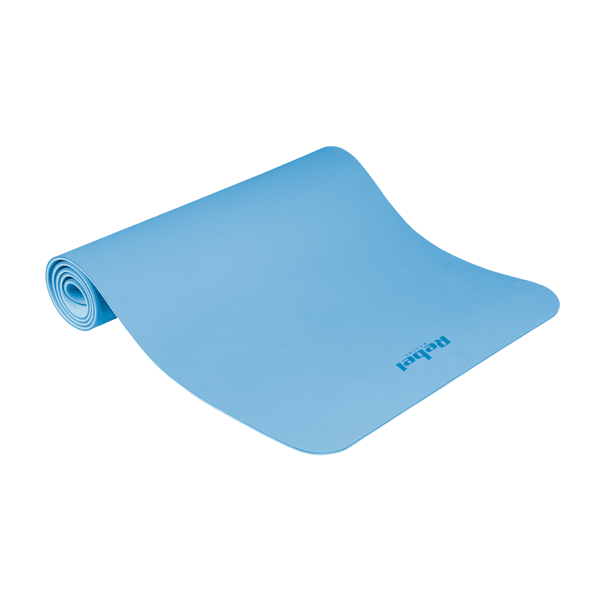 Mata gimnastyczna do ćwiczeń joga, pilates, fitness, 183x61cm, grubość 6mm, materiał TPE, niebieska, REBEL ACTIVE