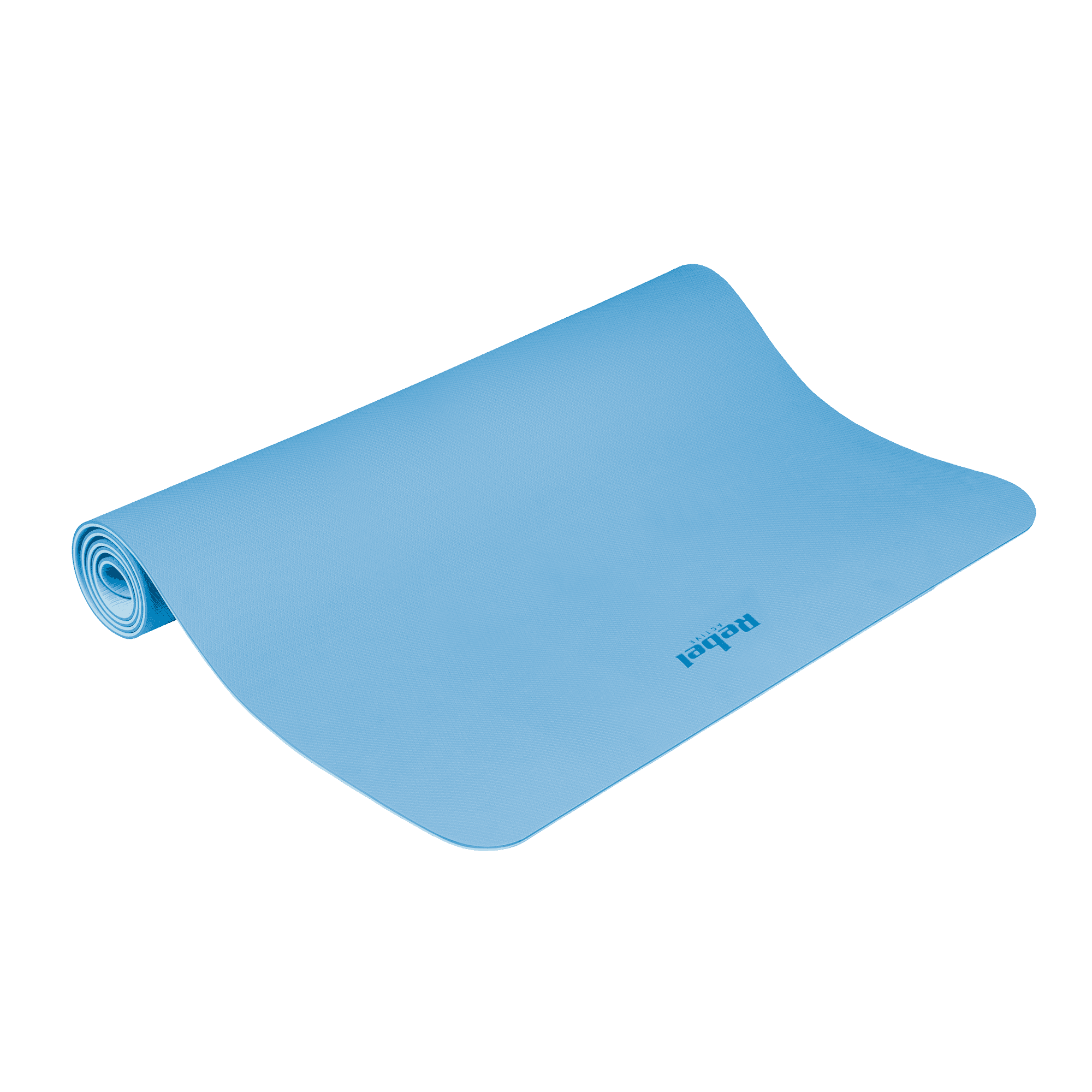 Mata gimnastyczna do ćwiczeń joga, pilates, fitness, 200x115cm, grubość 1cm, materiał TPE, niebieska, REBEL ACTIVE