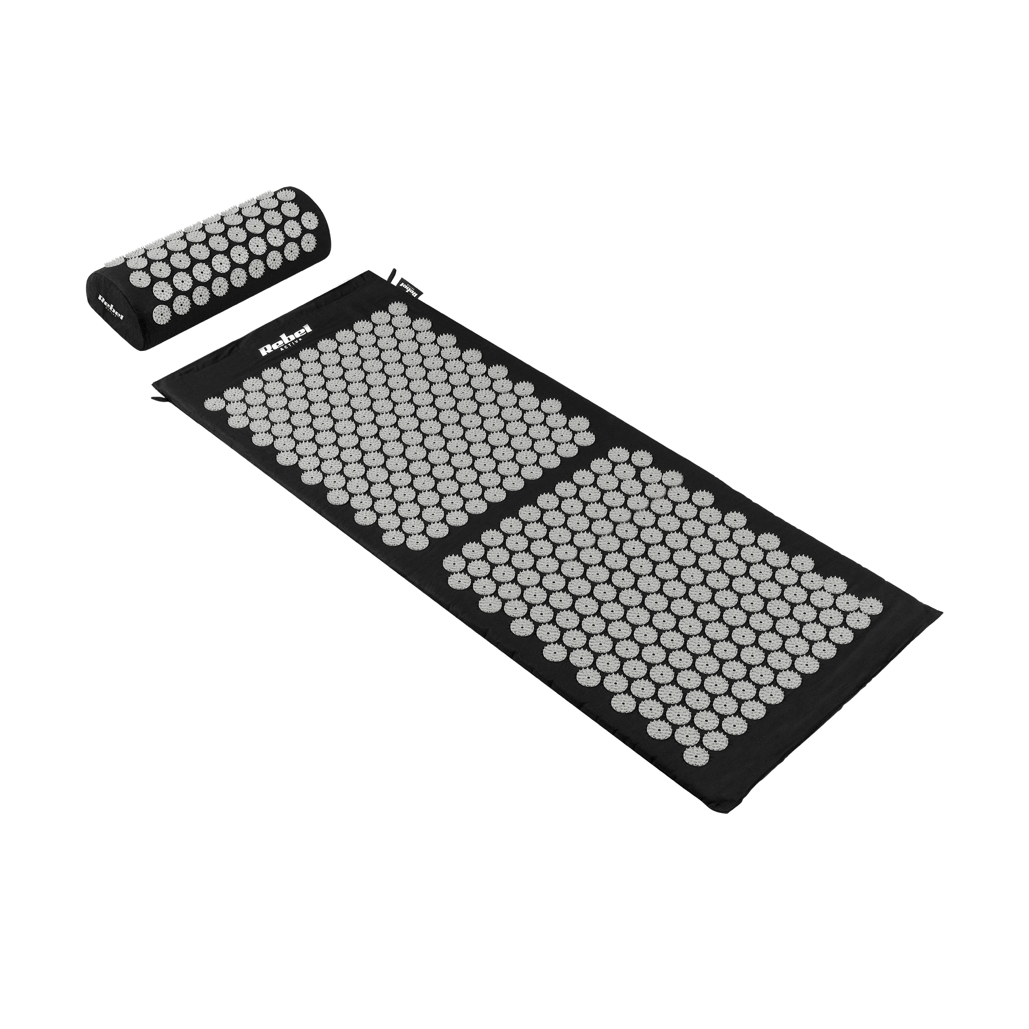 Sveikatingumo kilimėlis su akuslėgio šuoliai su pagalvėle, 110x42cm, XL, pilki šuoliai, maišelis Active