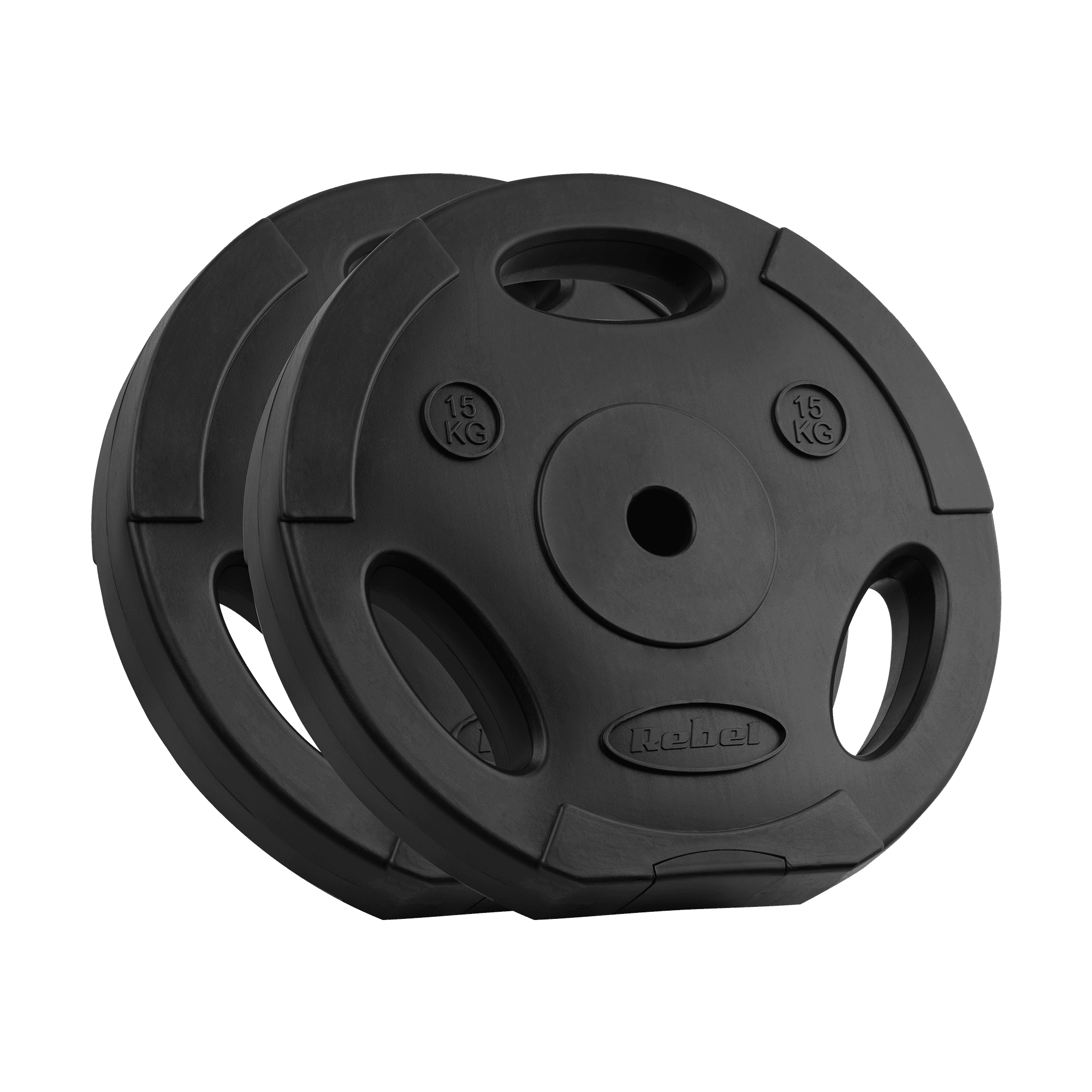 Bituminės apkrovos rinkinys 2x15kg, skylė 31mm, plokštė su rankenomis, REBEL ACTIVE