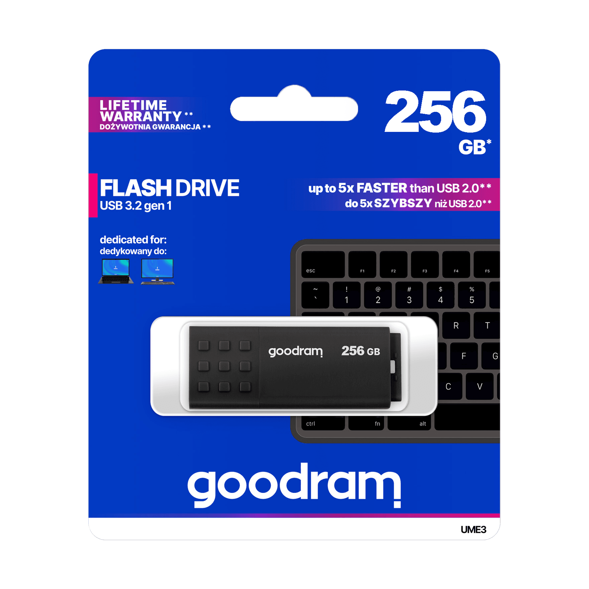 USB flash diskas Goodram 3.2 256GB juoda