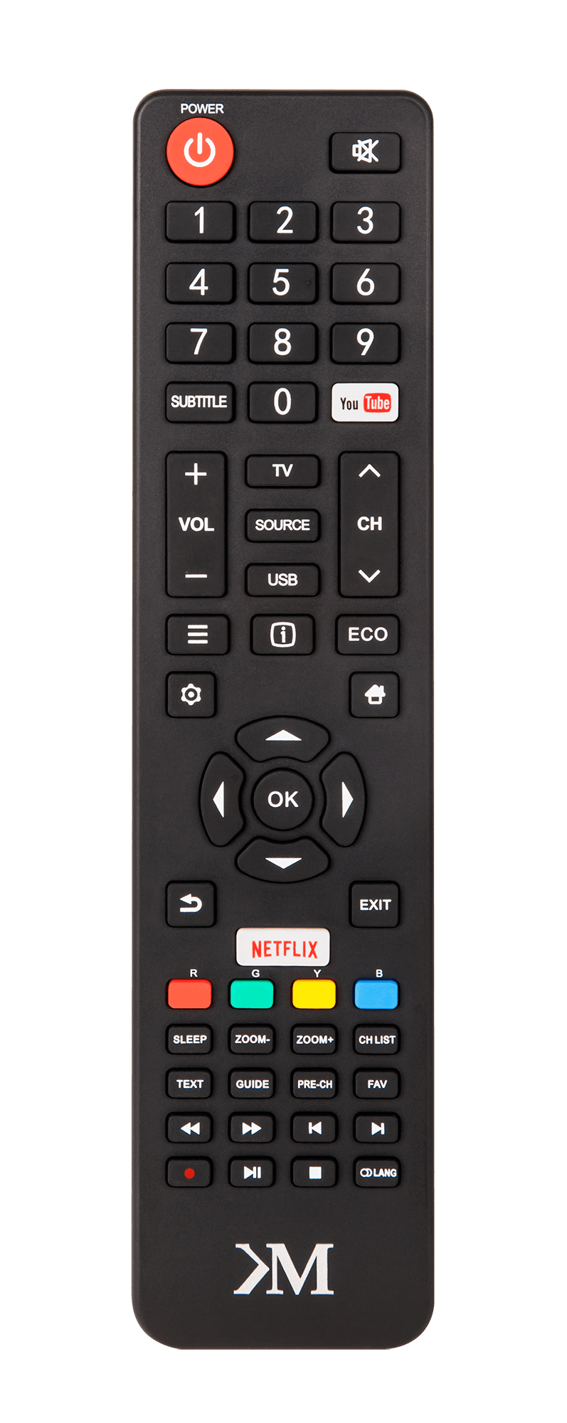 TV nuotolinio valdymo pultas KM0243FHD- S / S3 / KM0255UHD- S / S2 / S3 / KM0265UHD- S / S2 / S3 / KM0275UHD- S2