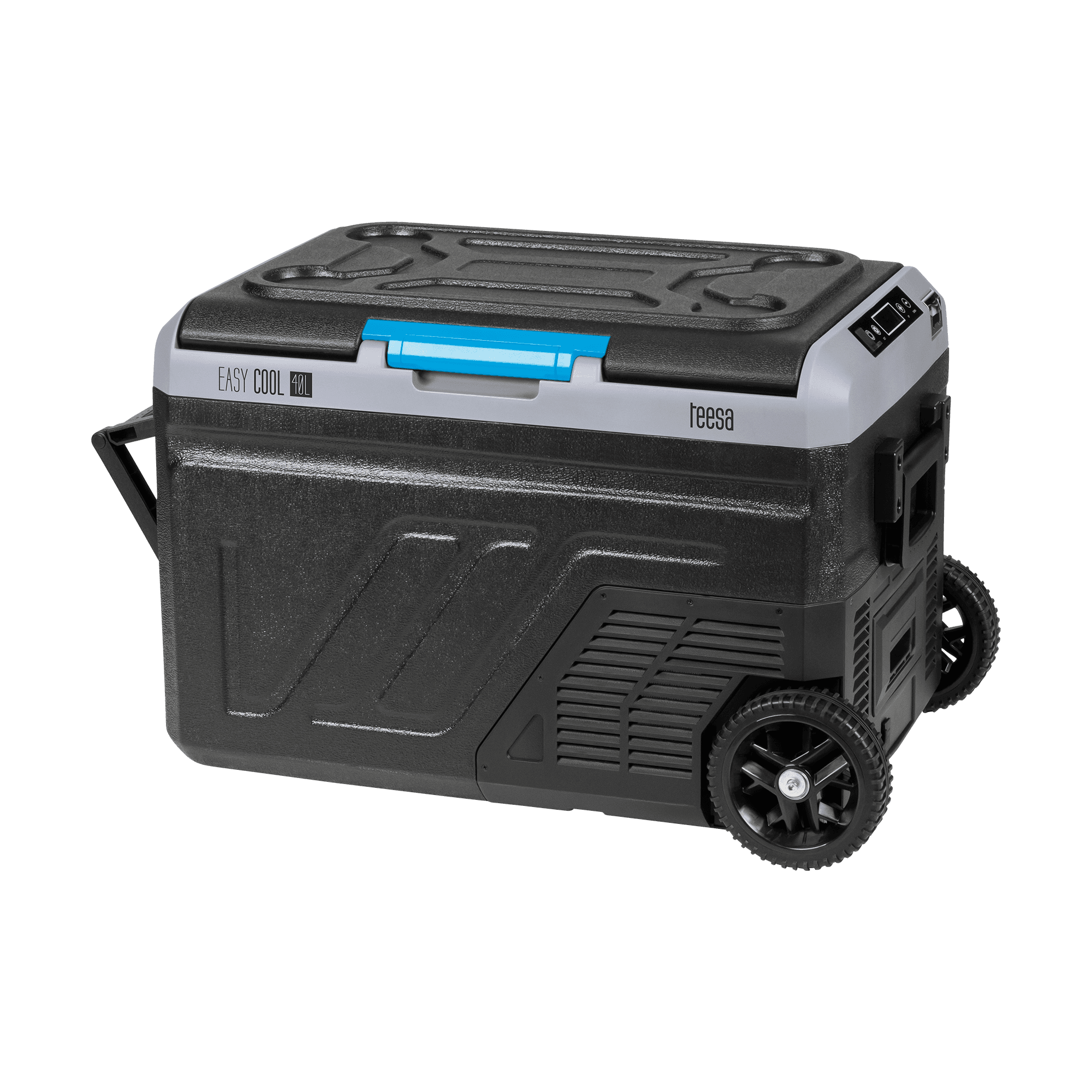 Profesjonalna lodówka turystyczna kompresorowa TEESA z funkcją mrożenia 40L DC12/24 AC 230V możliwość zasilania baterią , duże koła i solidna rączka , Bluetooth, dwie komory