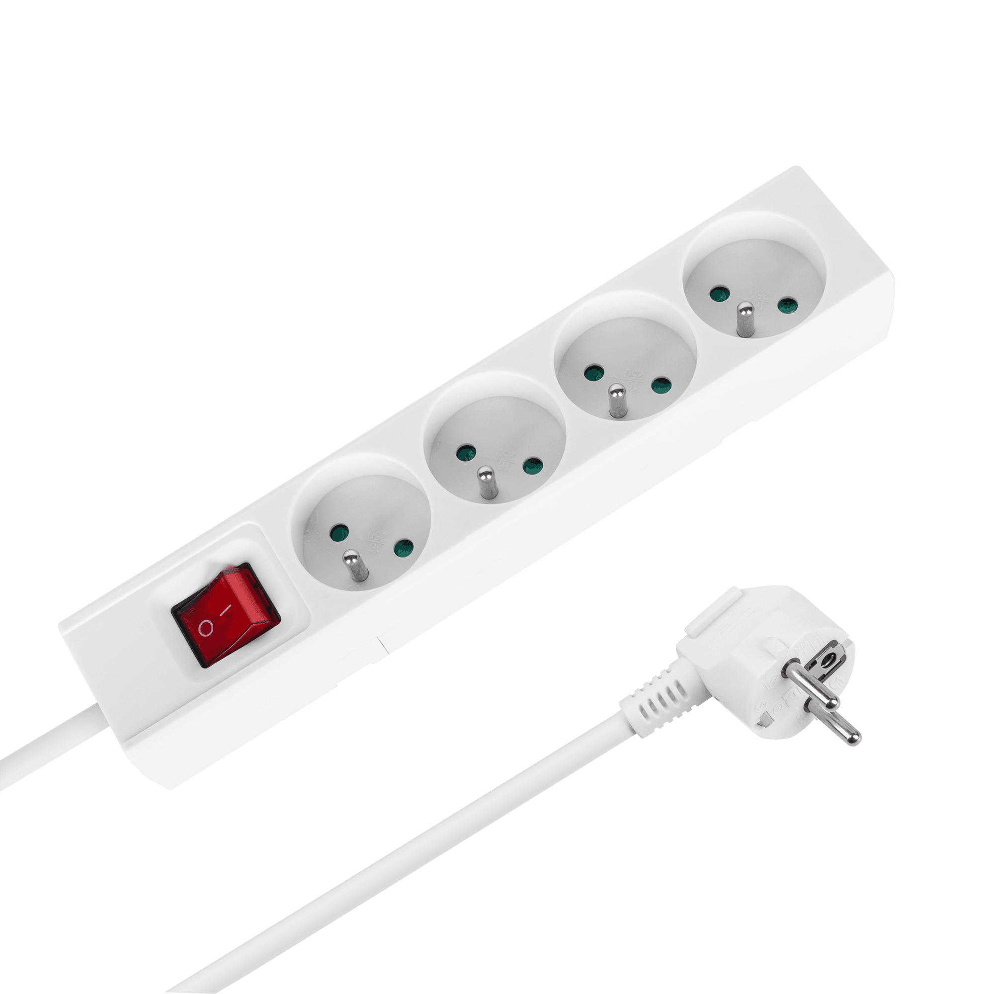 Kištukinis lizdas 4 su jungikliu 3x1, 0mm Baltasis maištas