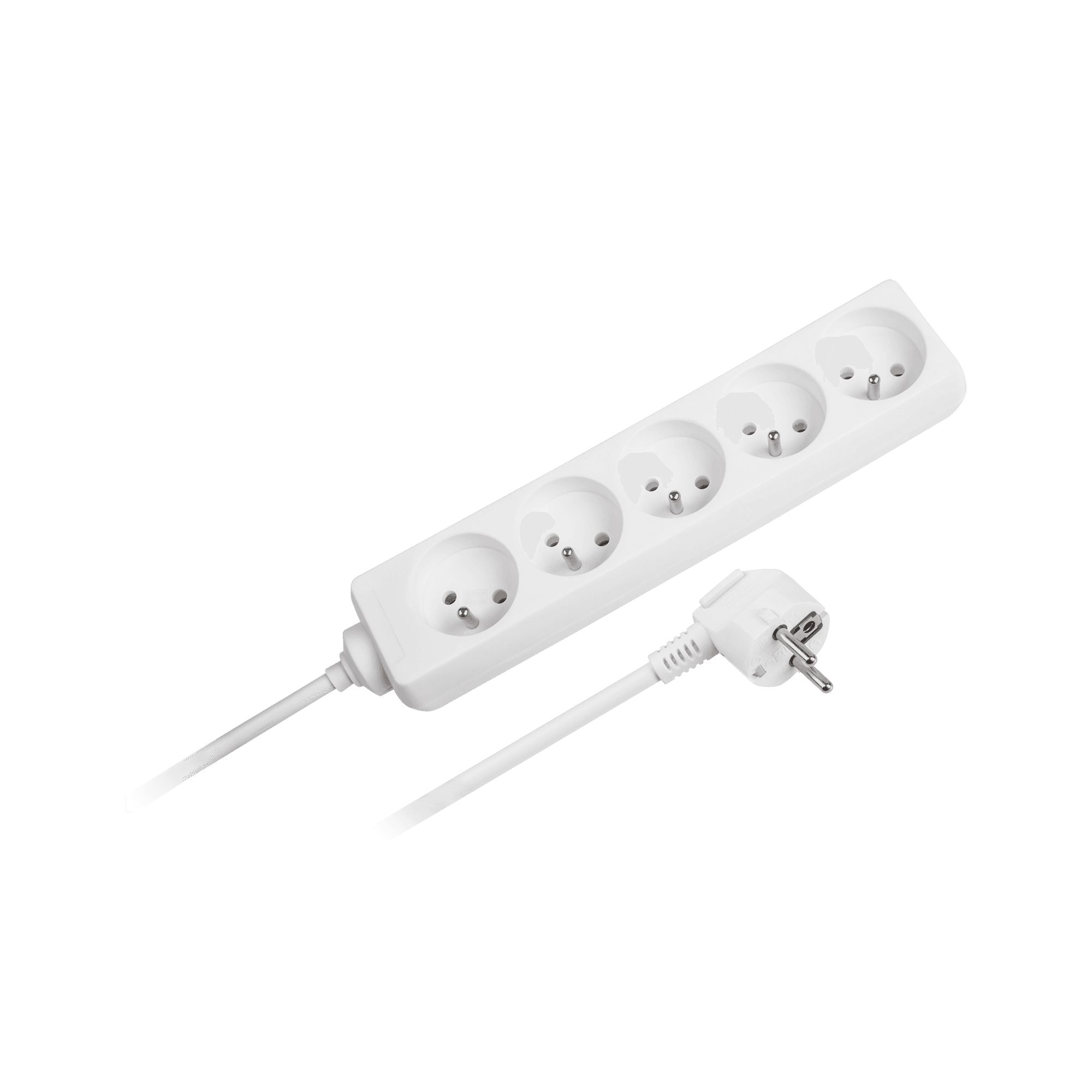 Przedłużacz 5 gniazd 1,5m typu francuskiego bez przełącznika (3x1,0mm) Rebel biały