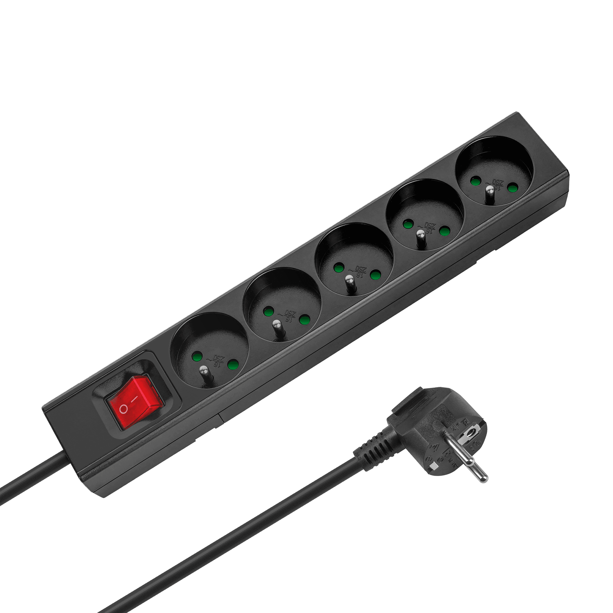 5 Prancūzijos Q1QQ tipo lizdų su jungikliu (3x1, 5mm) Black Rebel plėtiniai