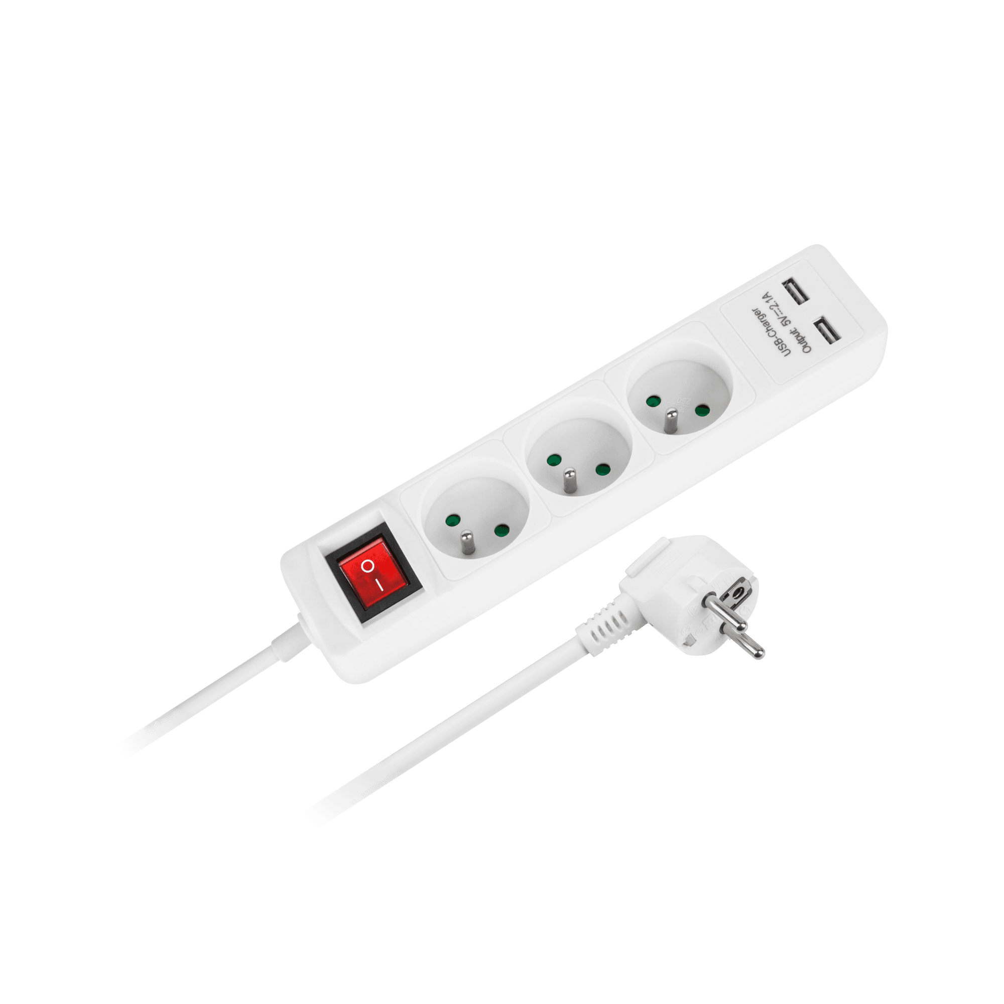 Przedłużacz sieciowy Rebel 3 gniazda + 2 gniazda USB z wyłącznikiem - 1.5m