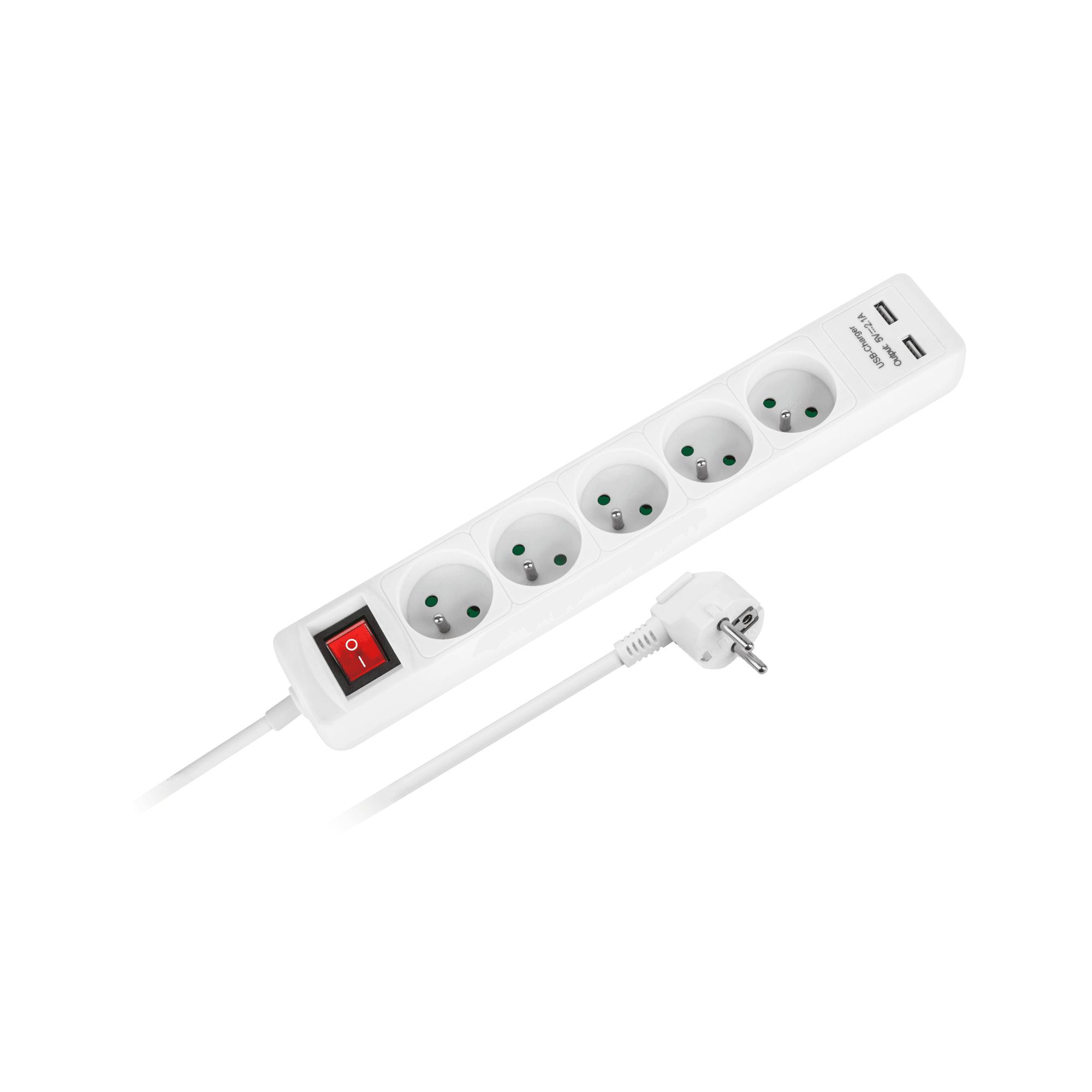 Przedłużacz sieciowy Rebel 5 gniazd + 2 gniazda USB z wyłącznikiem- 3m