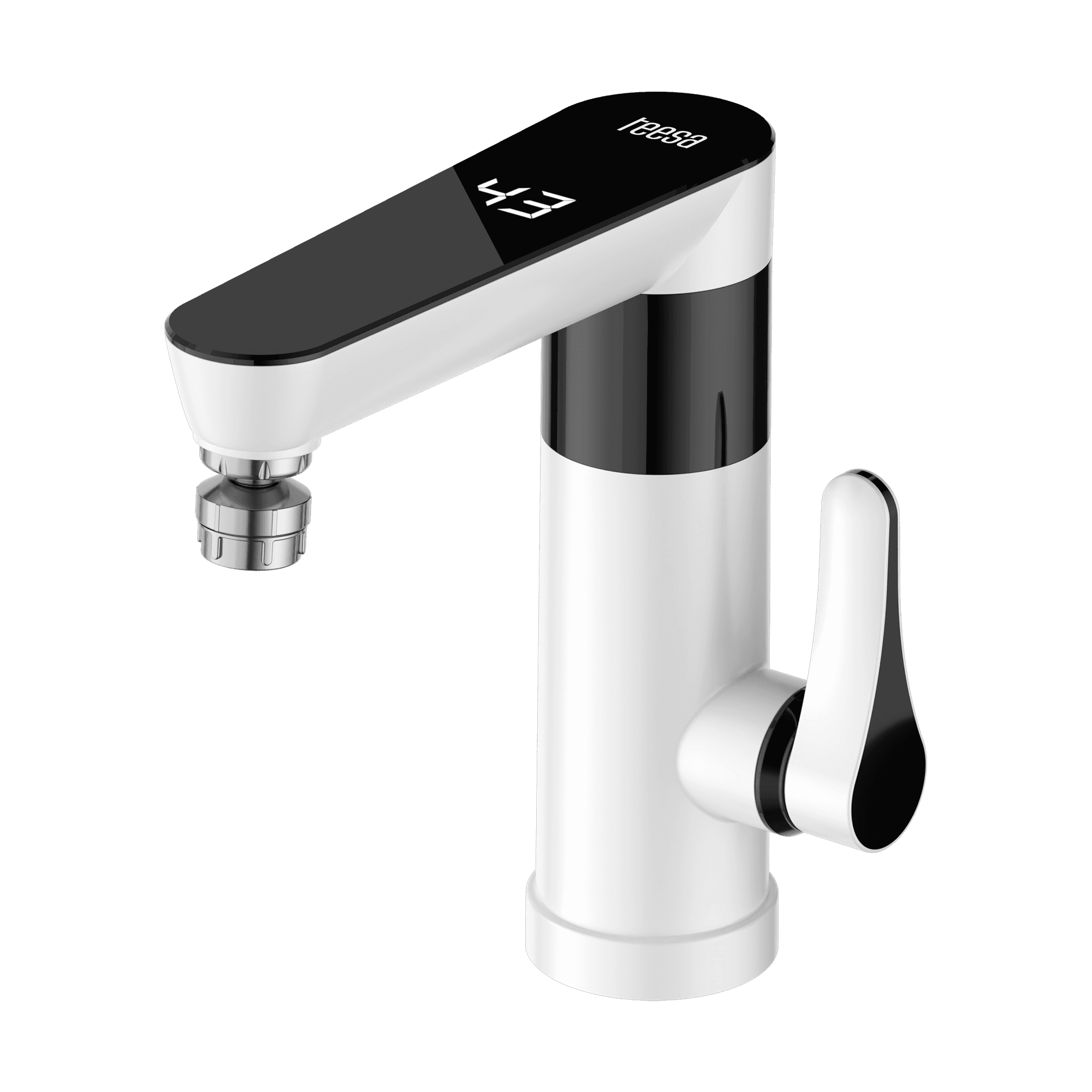 Przepływowy podgrzewacz wody - bateria stojąca biała