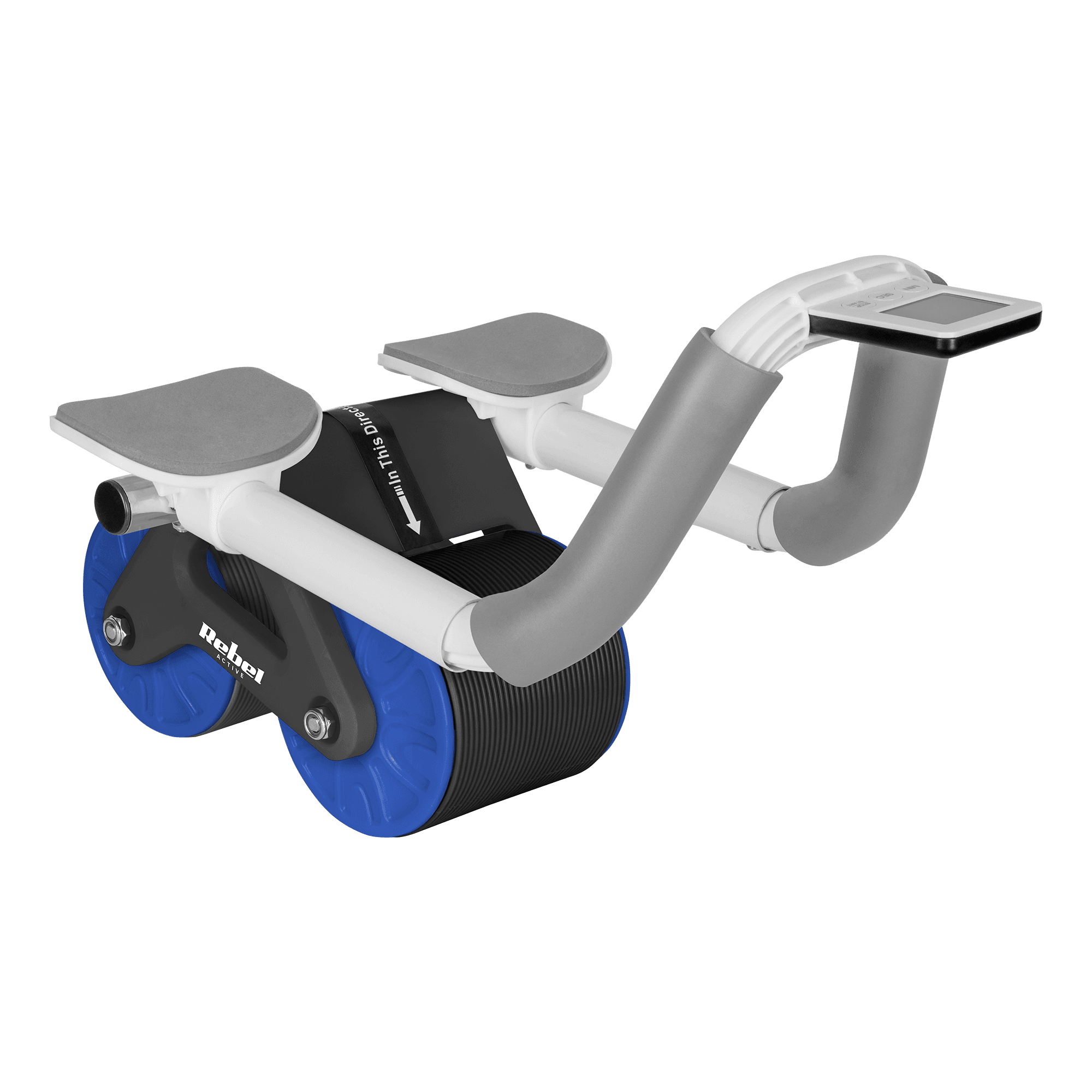 Przyrząd do ćwiczenia mięśni brzucha z timerem, AB roller Wheel AB-3 , kolor czarno-niebieski , REBEL ACTIVE