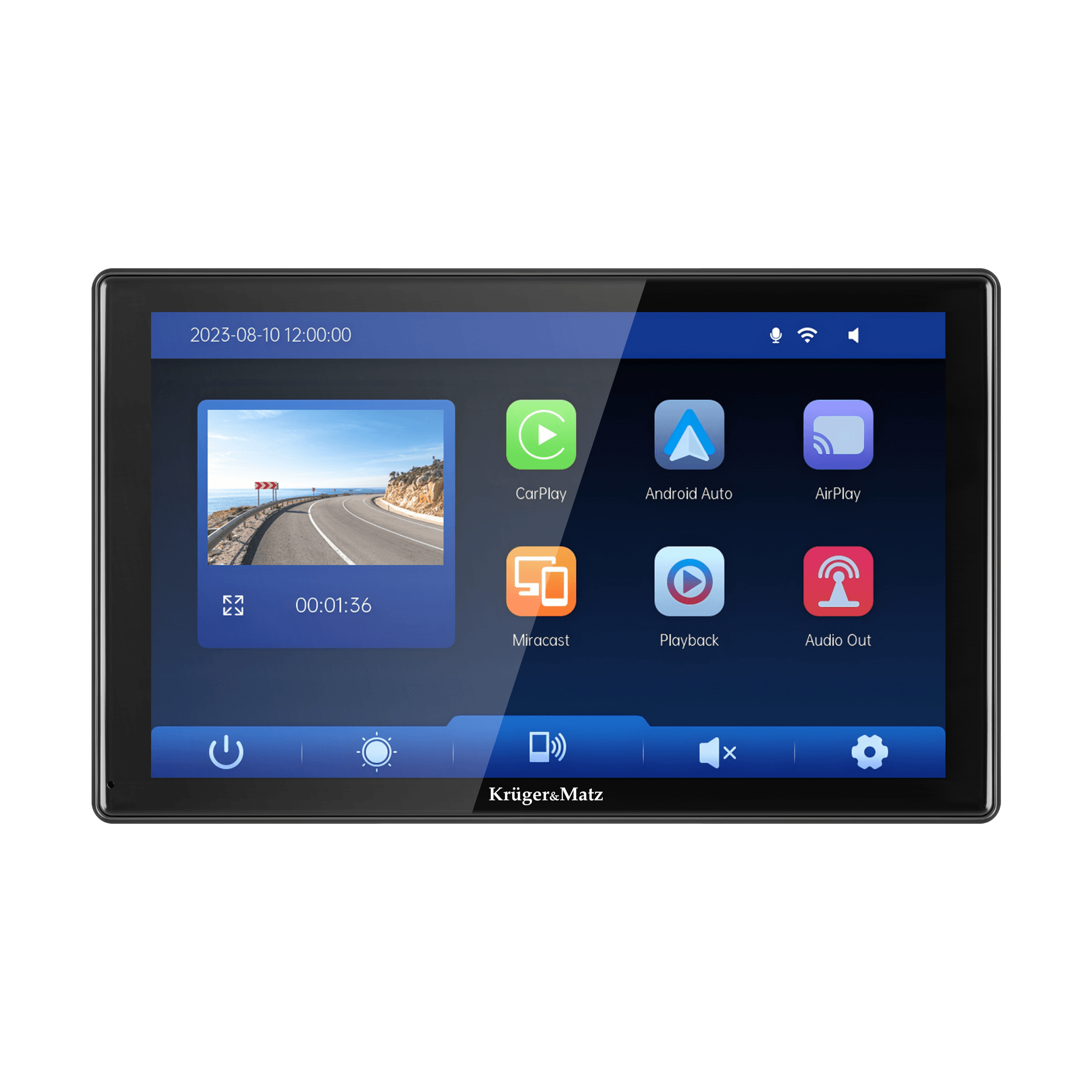 Stacja multimedialna 9" Android Auto Apple Carplay z DVR i kamerą cofania Kruger&Matz