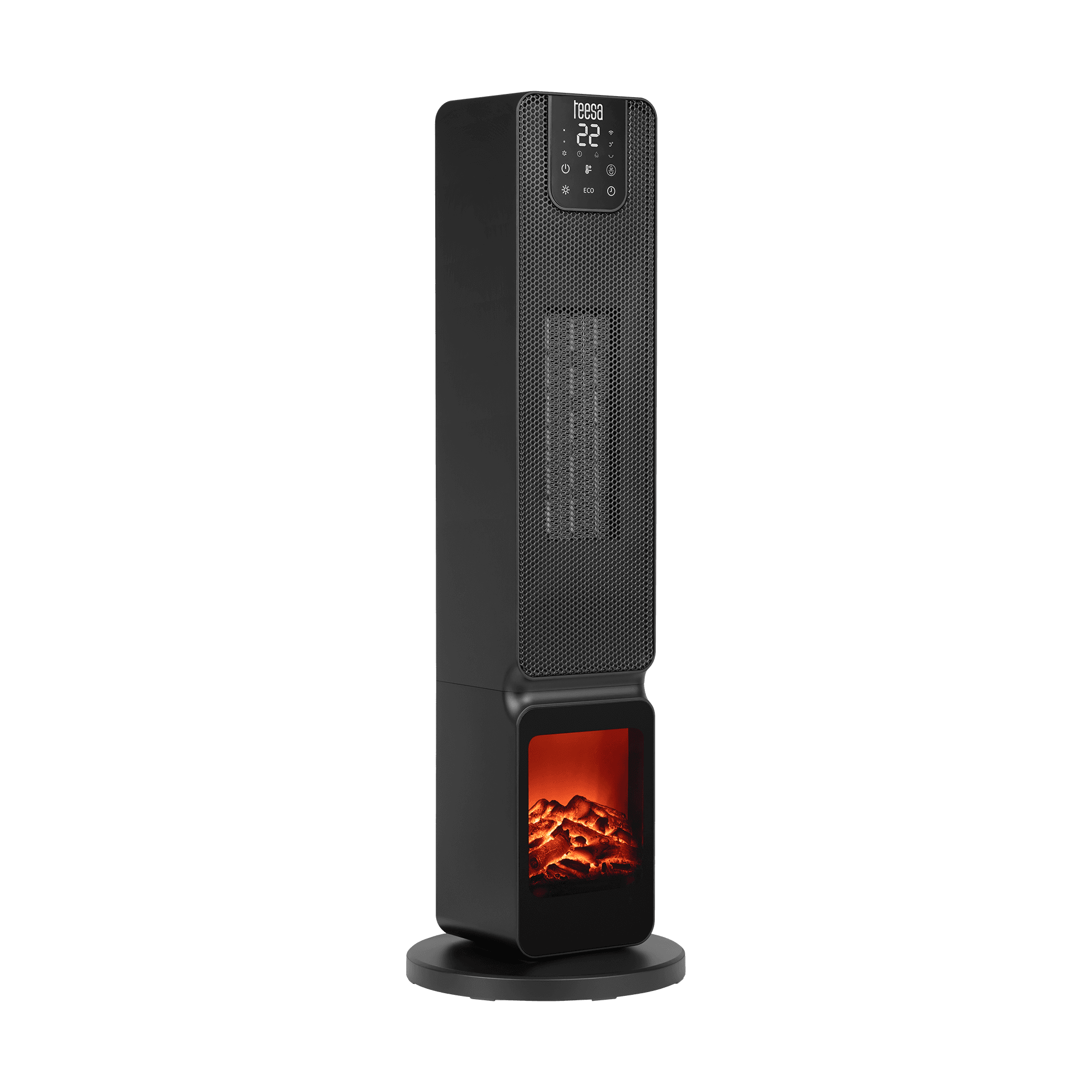 Termowentylator kolumnowy PTC Teesa z funkcją imitacją kominka (800/2000W)