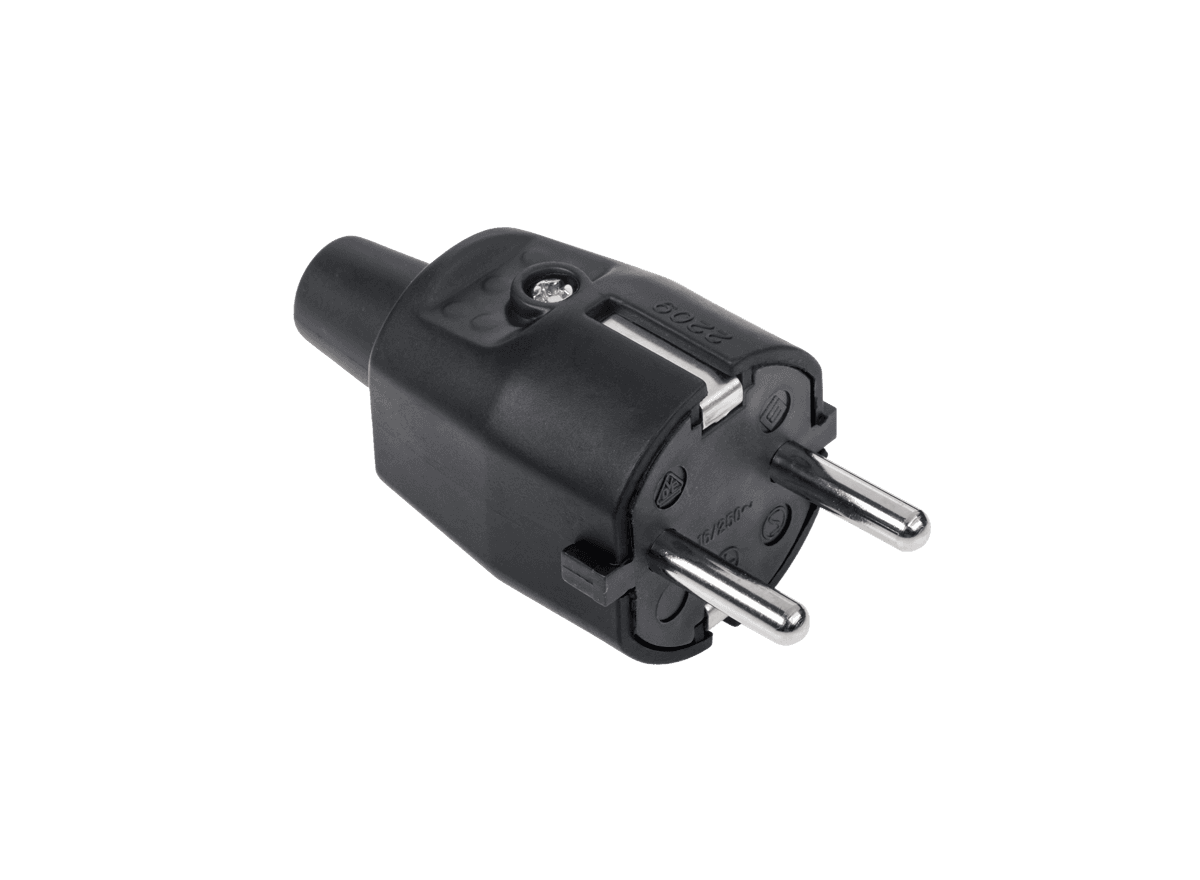 Wtyczka typu niemieckiego 16A/250V (gumowa czarna) 2209